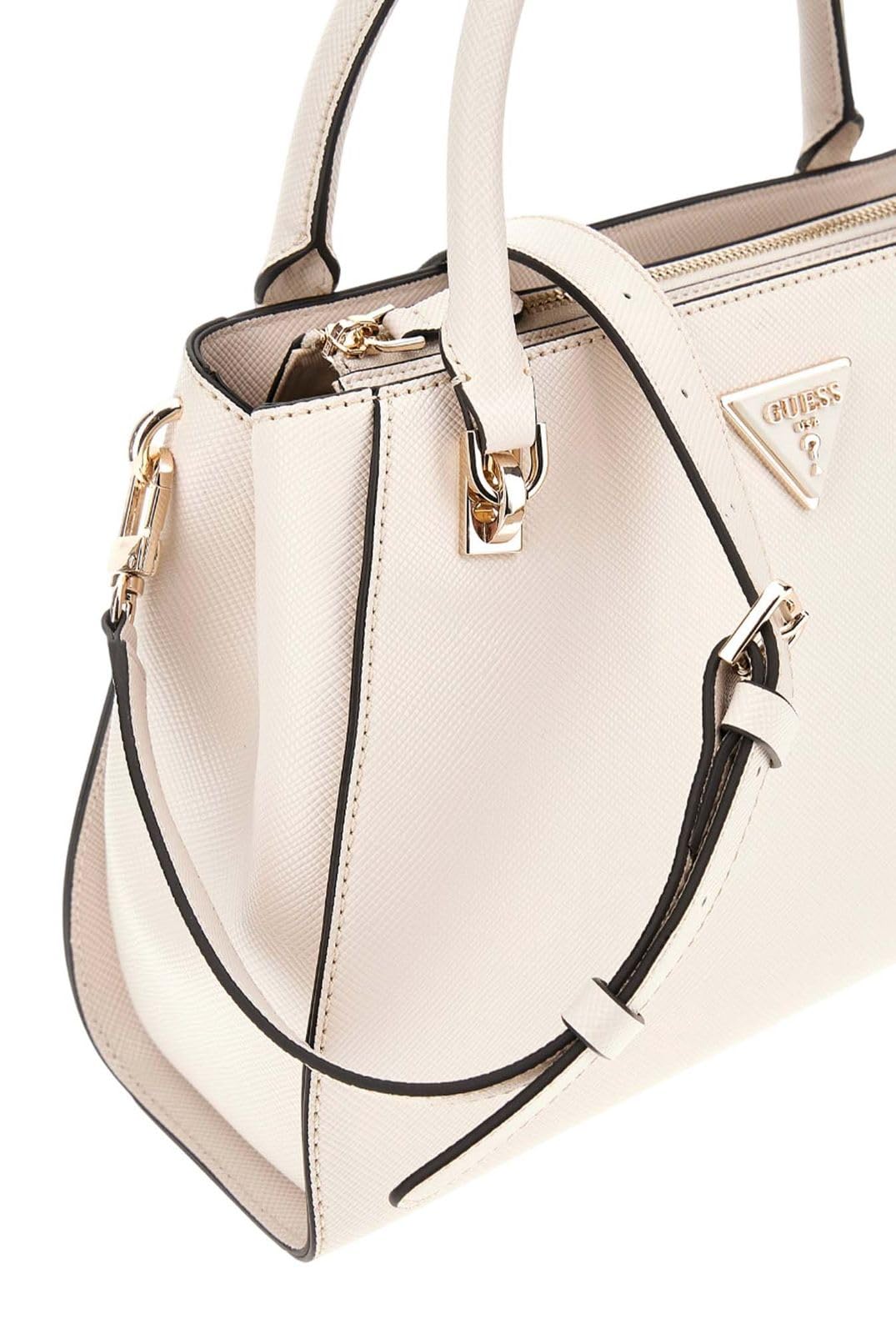 GUESS Womens Noelle Luxury Satchel Handbag, Bone/White, One Size, Noelle Luxury Satchel