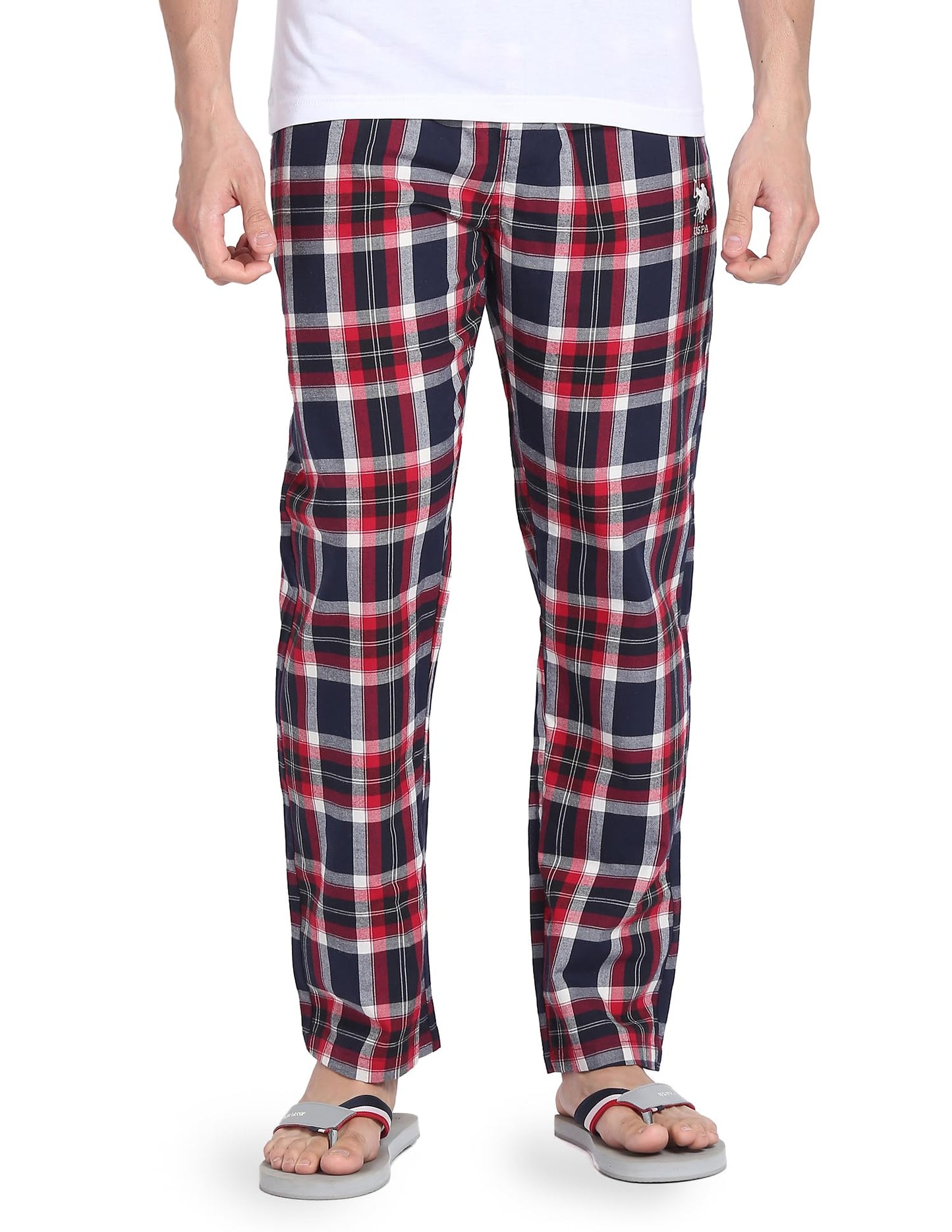 U.S. POLO ASSN. Comfort Fit Check LP001 Lounge Pants - Pack of 1 (NAVYREDWHITE XL)