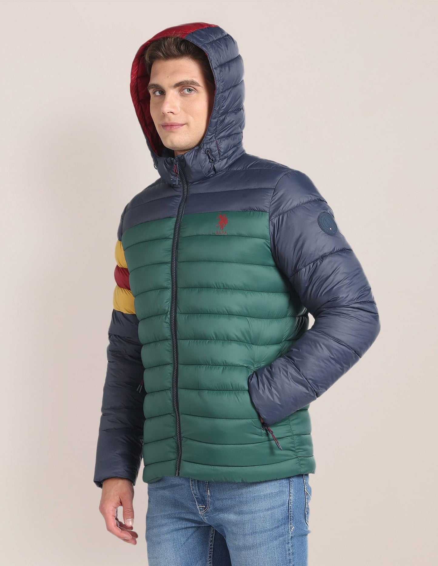 U.S. Polo Assn. Detachable Hood Colour Block Jacket