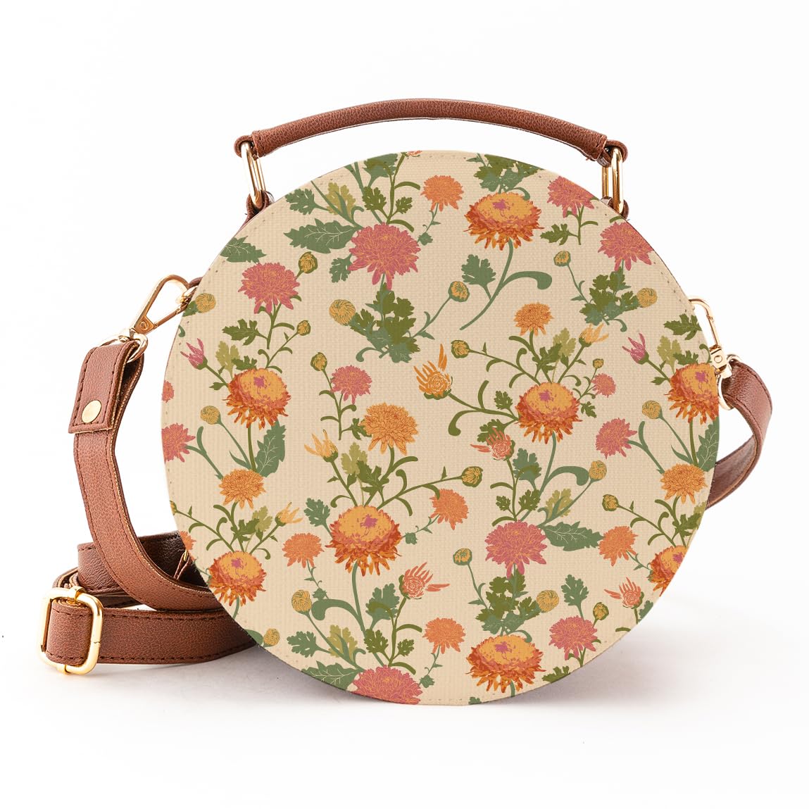 Kalankit Round Sling For Women | Girls Crossbody Bags | Side Bags With Adjustable Strap | Travel Box Sling Bags | Autumn hues