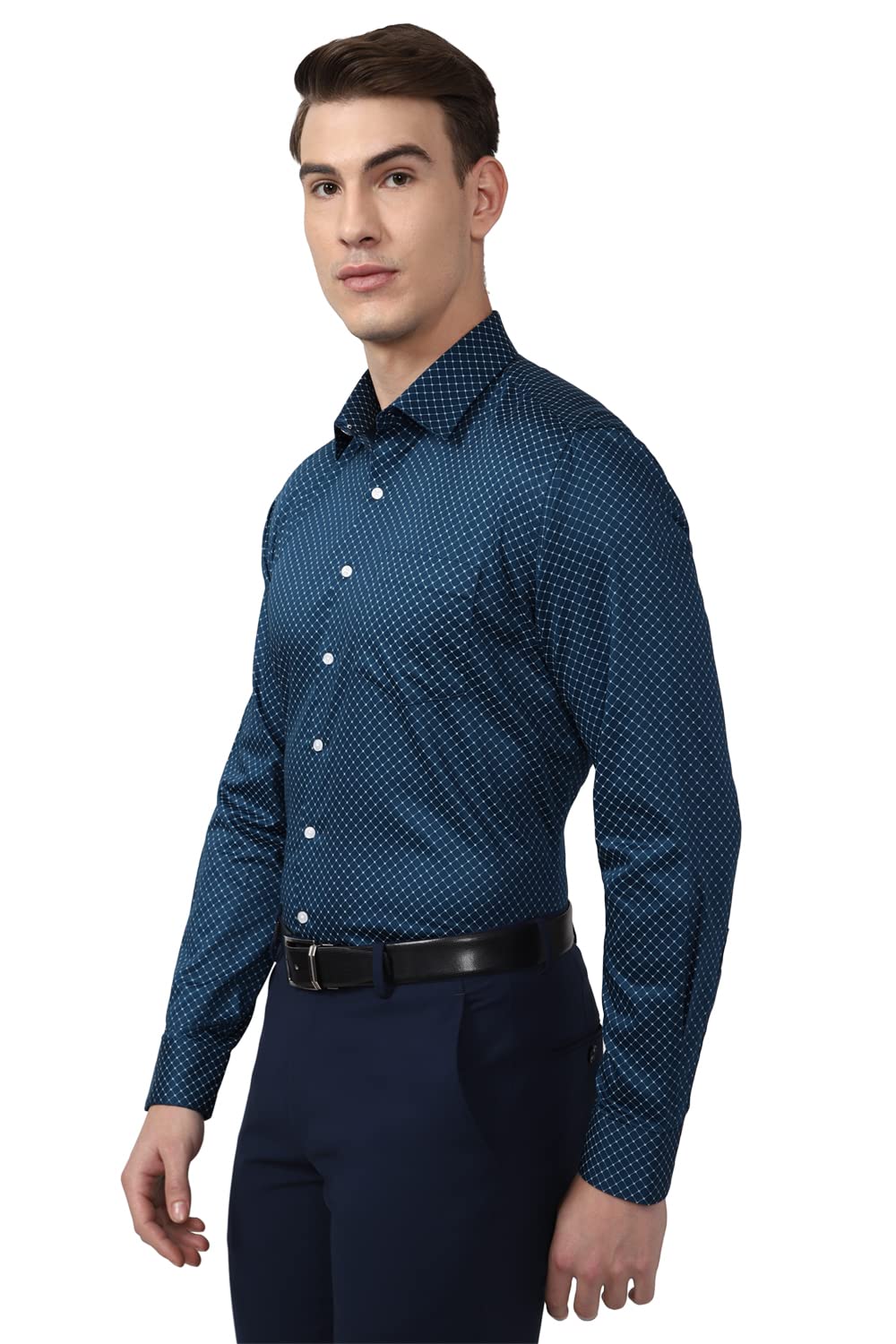 Van Heusen Men's Fitted Formal Shirt (VHSFRSLBU95055_Navy 40)