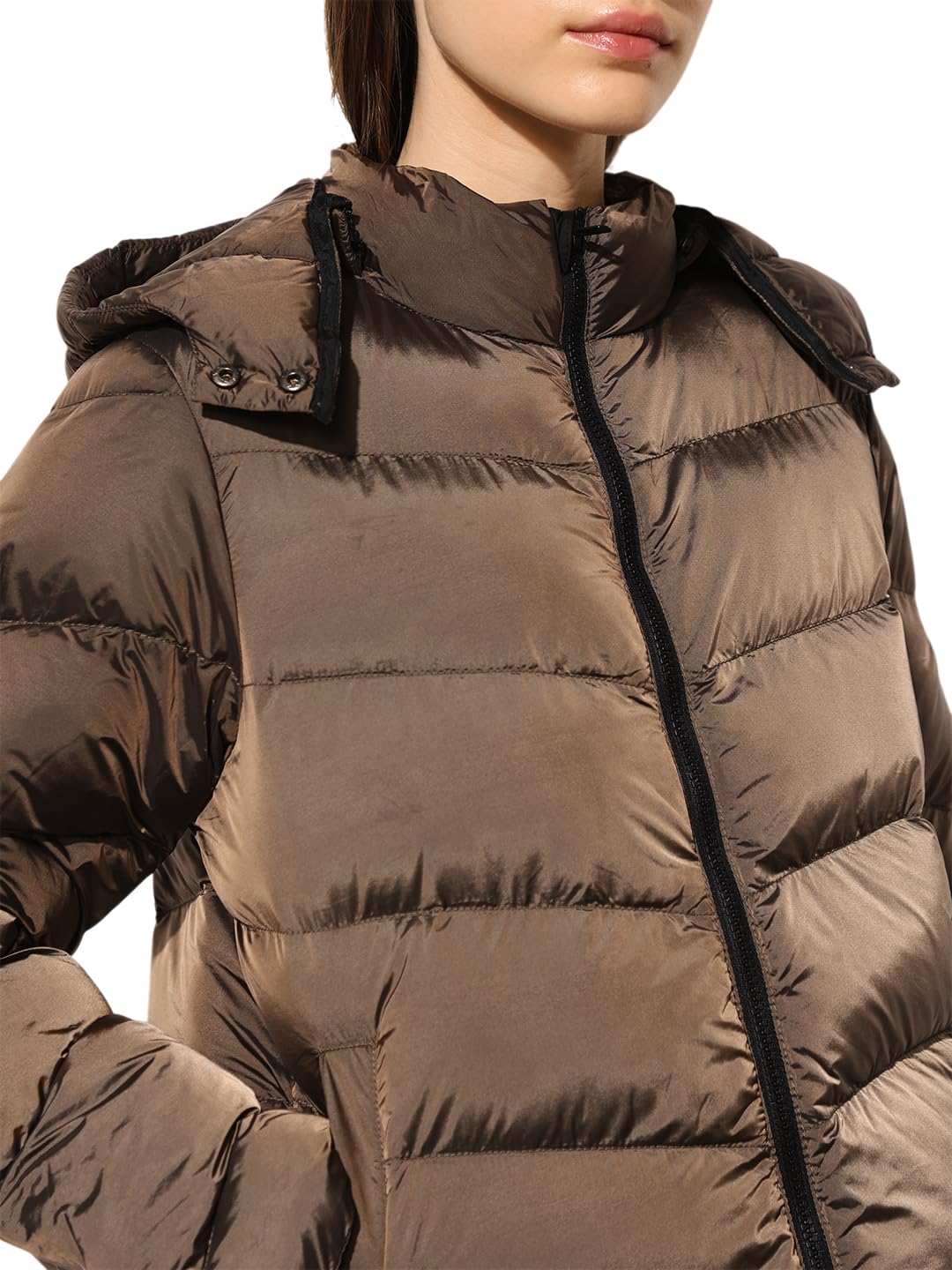 ONLY Women's Solid Regular Fit Brown Jacket