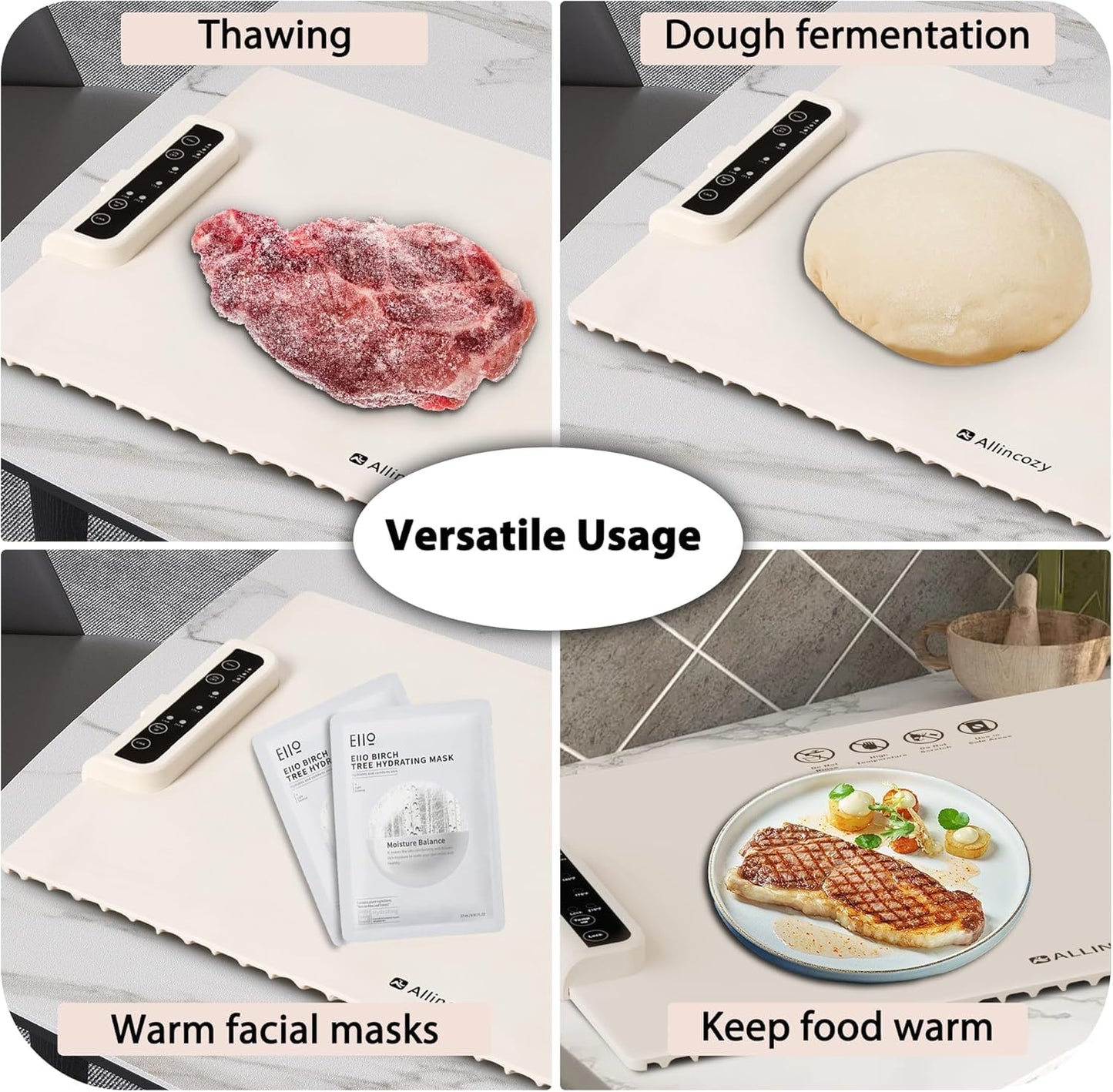 Food Warming Mat for Dining Table & Kitchen | Electric Food Warmer with Adjustable Temperature | Portable Roll-Up Hotplate for Casseroles, Roti, Snacks, Picnic, Travel & Winter Meals