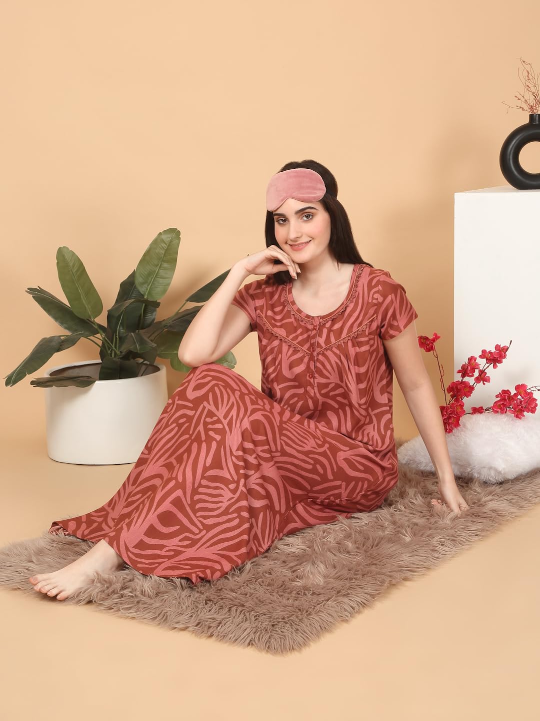 Sweet Dreams Women Printed Full Length Night Dress