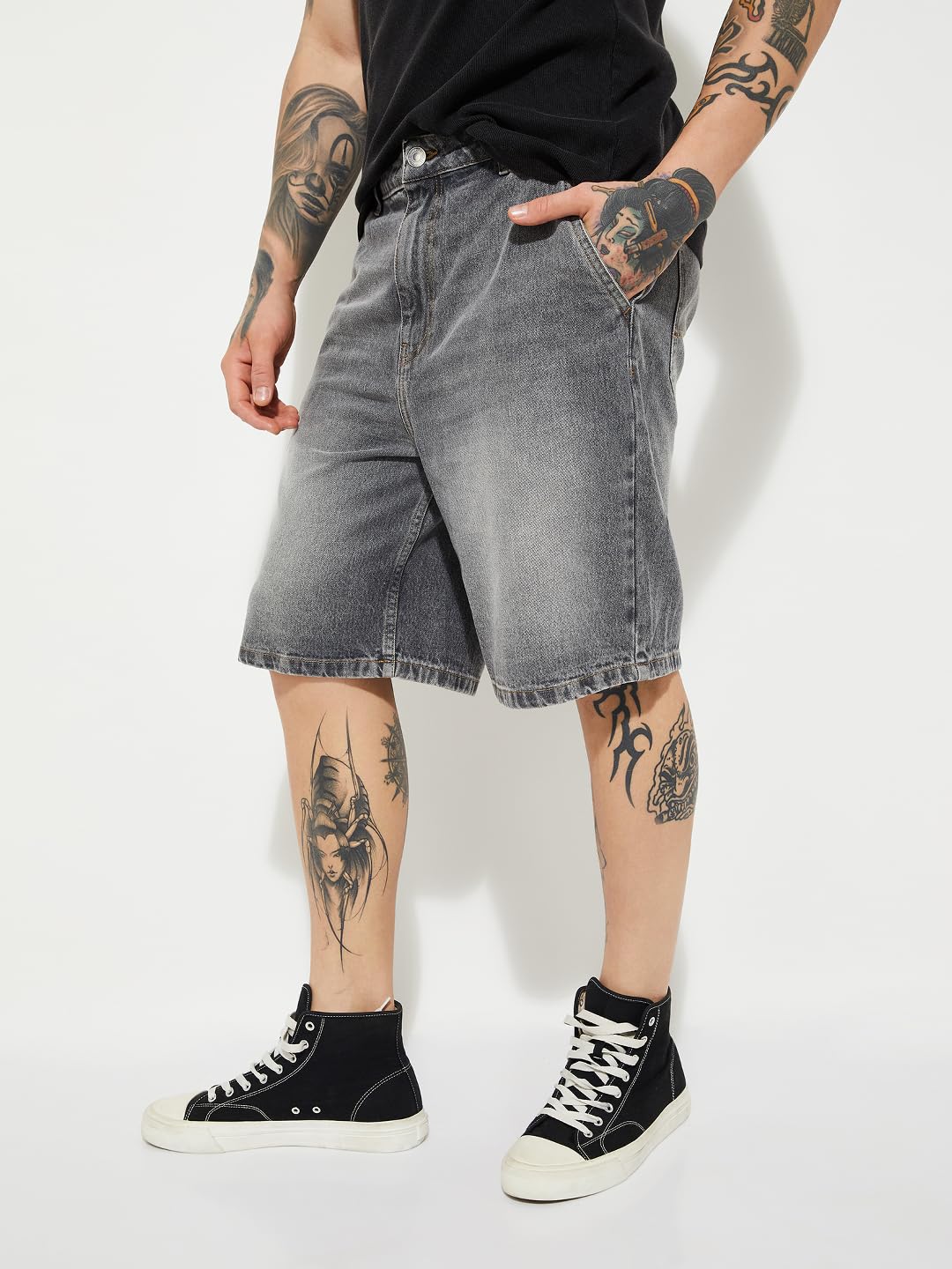 Max URB_N Men Washed Jorts (Black_36)