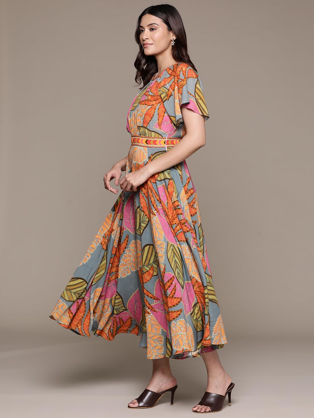 Ritu Kumar Teal Printed Long Dress