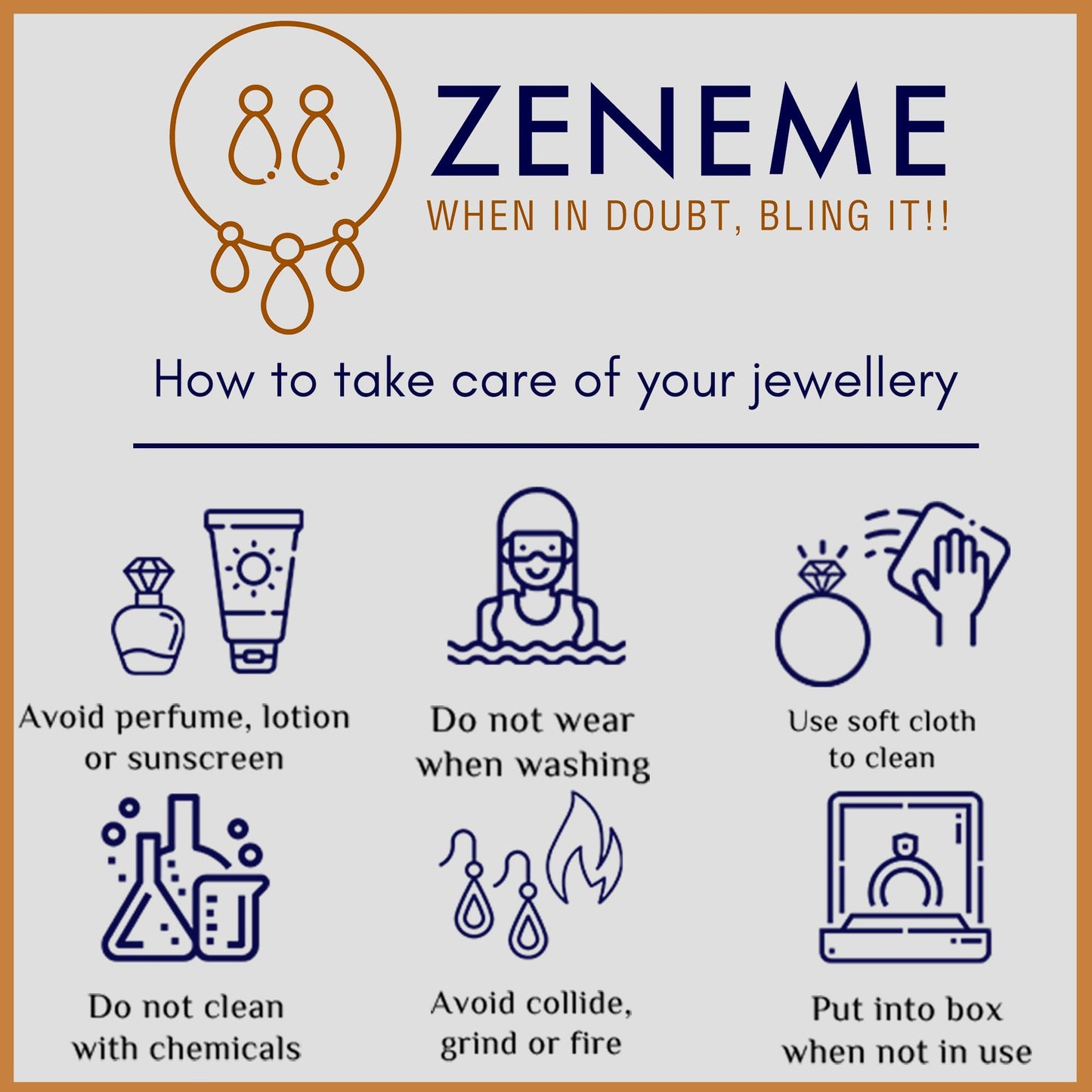 ZENEME Rhodium-Plated with Silver-Toned Blue and White Cubic Zirconia & American Diamond studded Necklace and Drop Earrings Jewellery Set (Blue) For Women