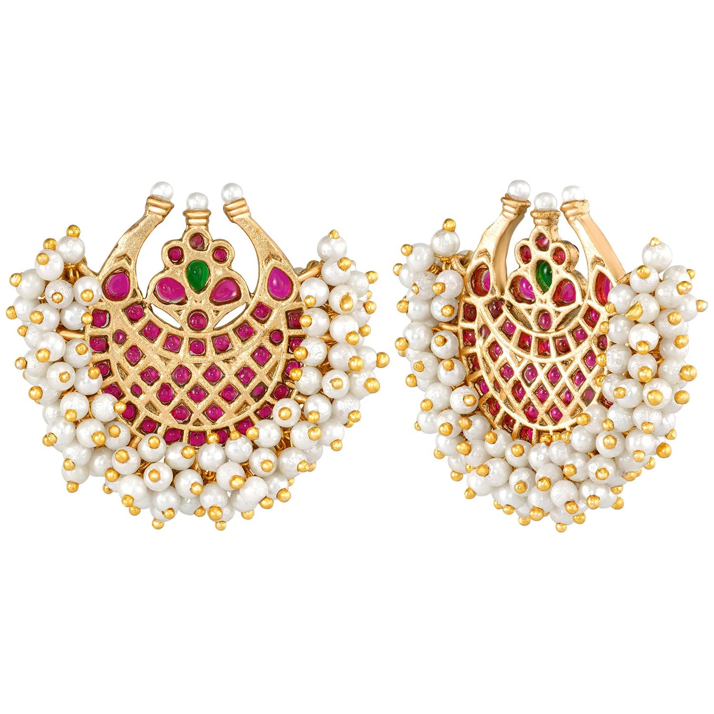 Peora Gold Plated White Beads Studded Drop & Dangle Earrings Jewellery Gift for Girls & Women