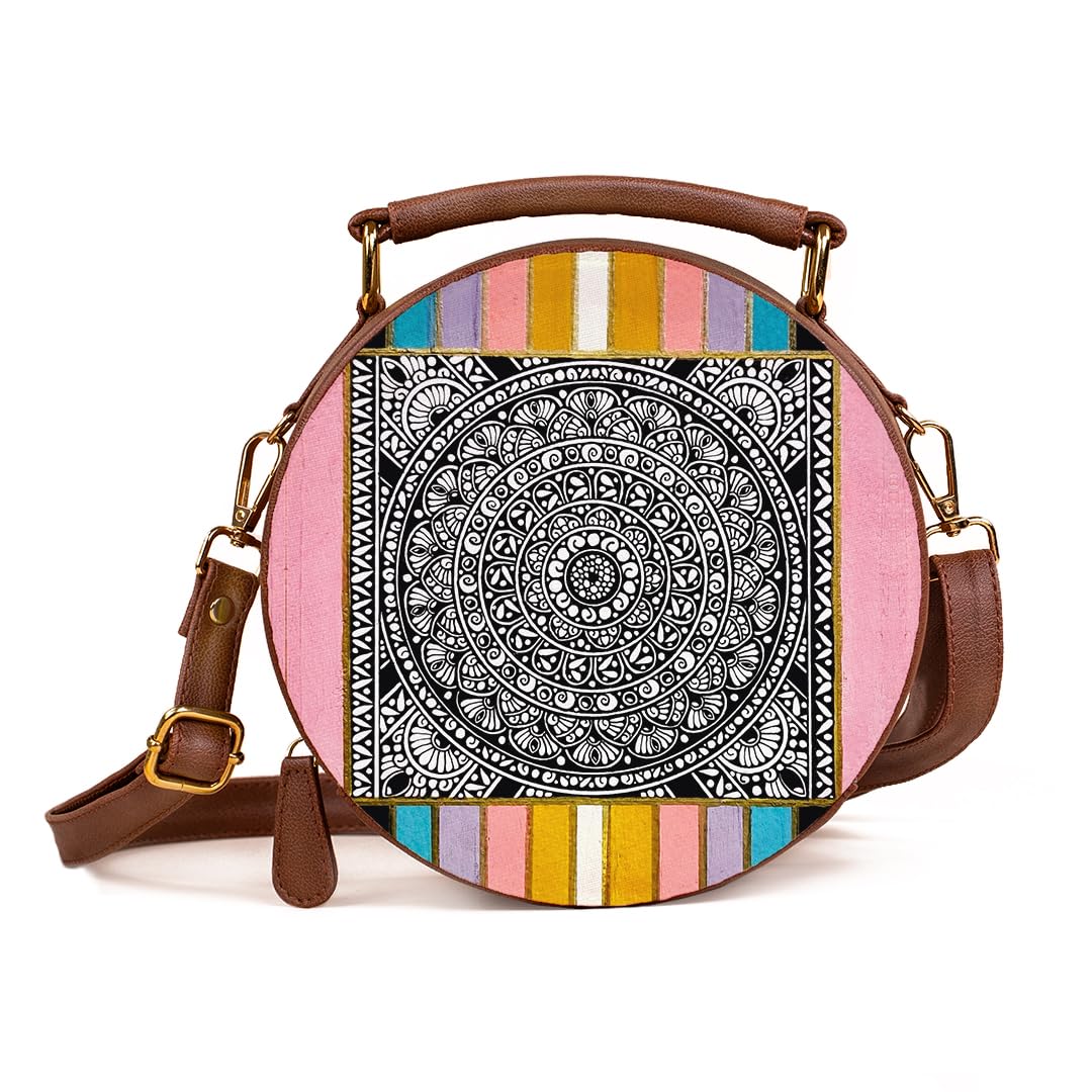 Kalankit Box Sling Bag for Women Girls | Side Sling Purse with Handle and Detachable Strap | Quirky Travel Crossbody Sling | Birthday Gifts Ideas for Teenager Girl