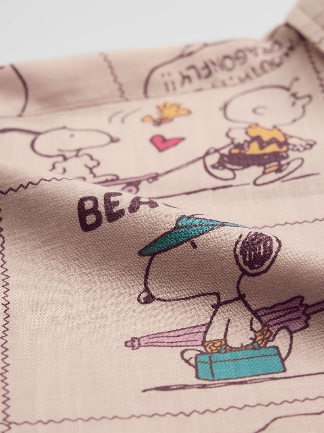 The Souled Store Official Peanuts: Beach Bum Women and Girls Long Sleeve Collared Neck Pink All Over Printed Cotton Boyfriend Shirts