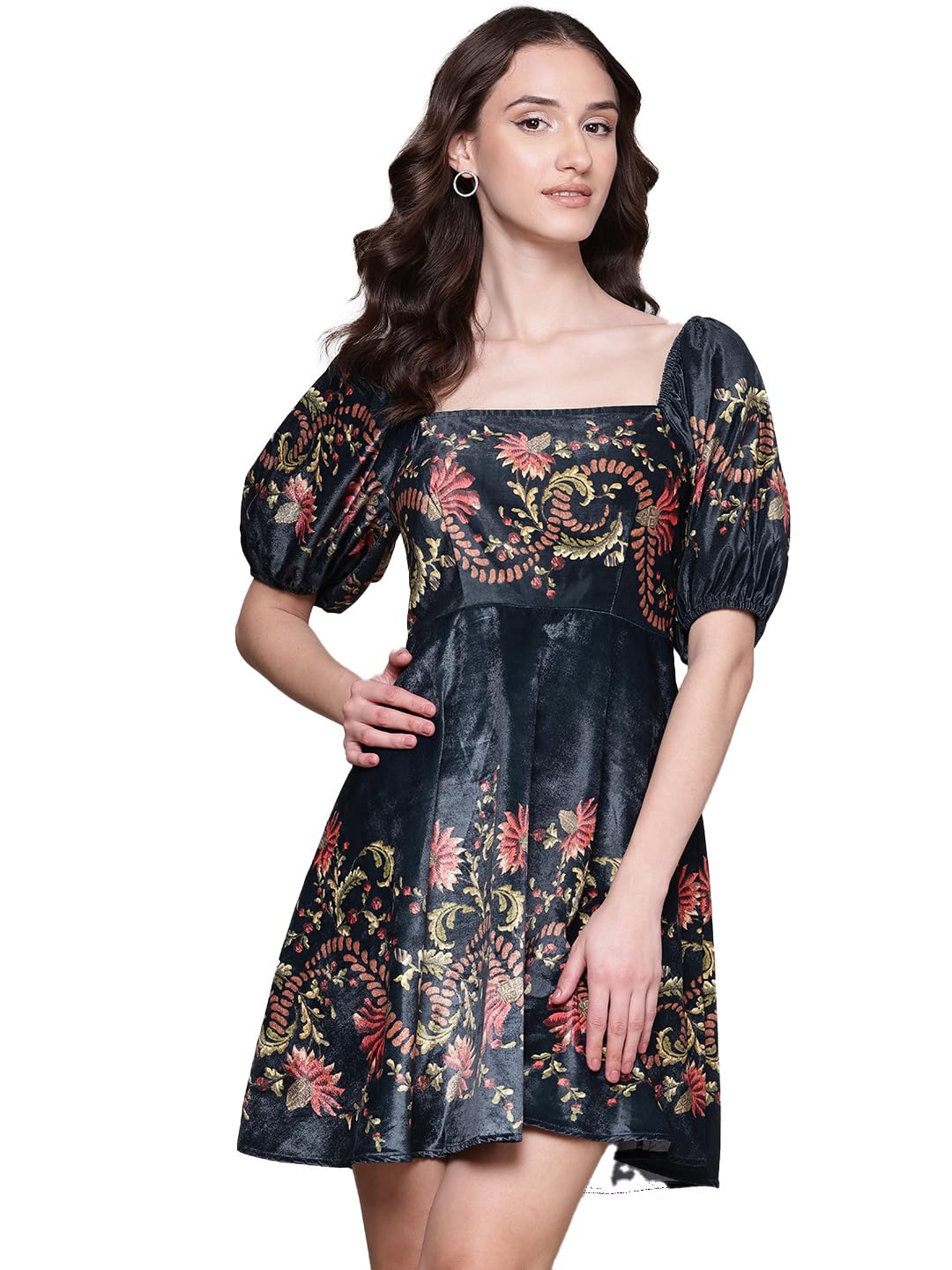 ritu kumar short dresses Buy Green Viscose Embroidery Square Neck Flared Short Dress For Women by RI.Ritu Kumar Online at Aza Fashions