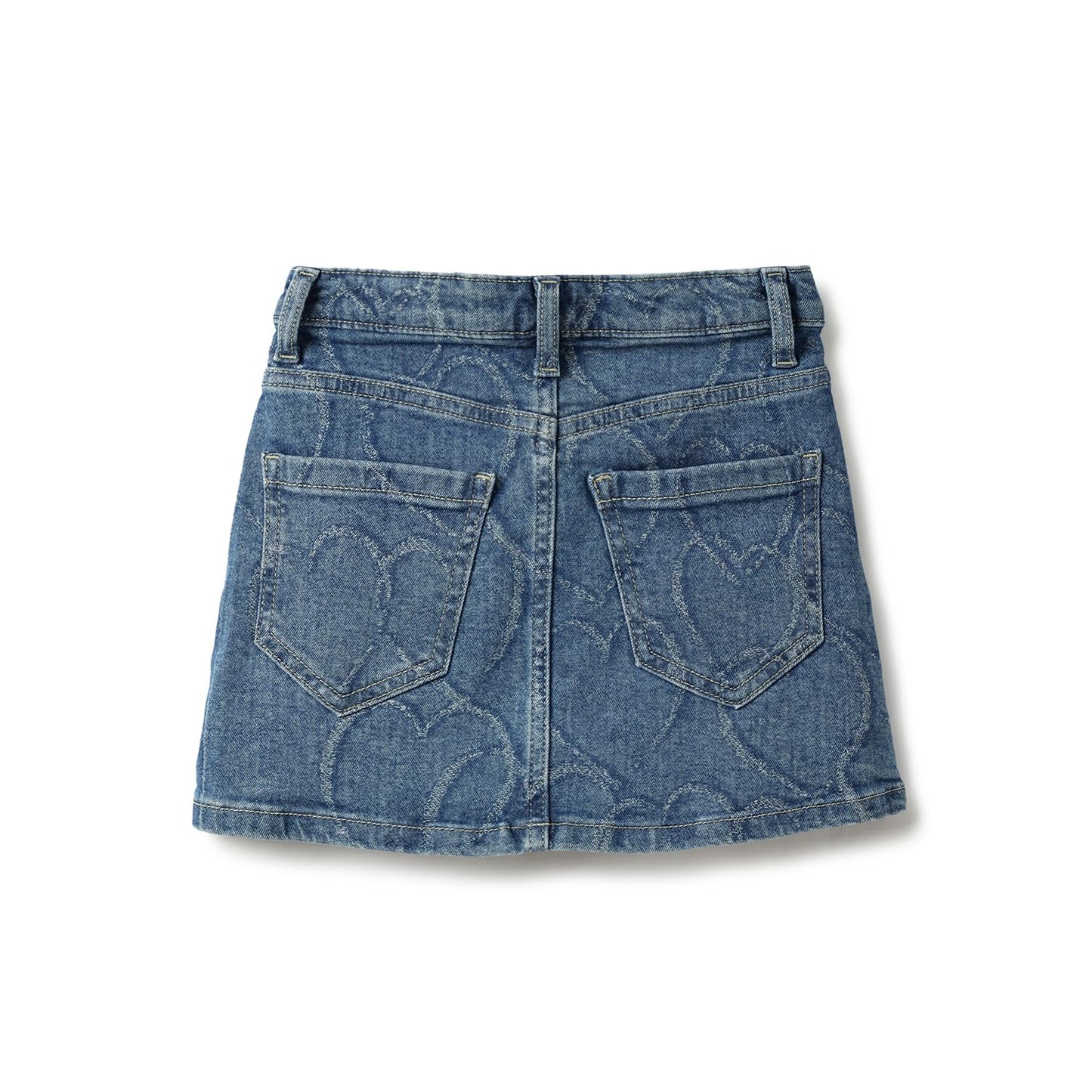 United Colors of Benetton Laser Heart Technique Regular Fit Denim Skirt (Size: 11-12 Years)-25P4VUGC001CI901 Blue
