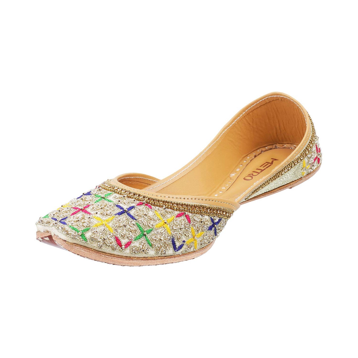 Metro Women Beige Beaded Sandals (35-3676-20-37) Size (4 UK/India (37EU))