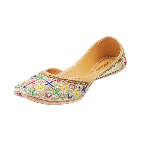 Metro Women Beige Beaded Sandals (35-3676-20-37) Size (4 UK/India (37EU))