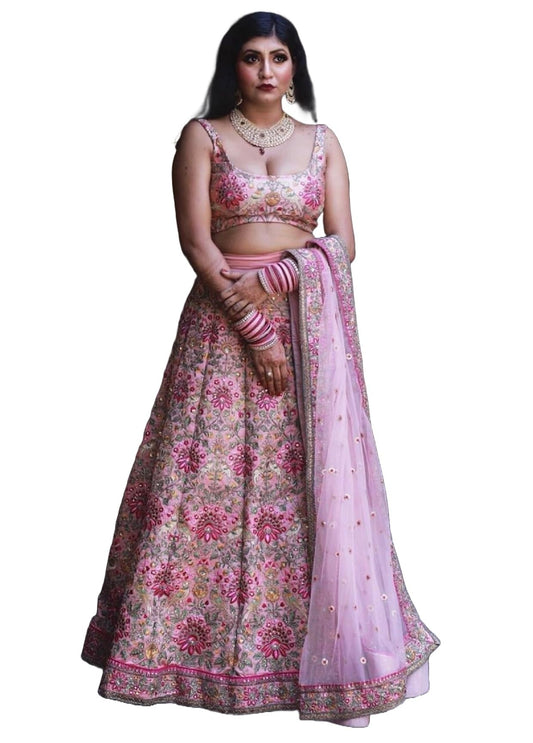 AG Clothing Women's Silk Semi Stitched Lehenga Choli With Dupatta | Heavy Embroidery Pattern | Traditional, Wedding, Ethnic Wear Lehenga (ZC-NeoTraditionali-7108-Pink)