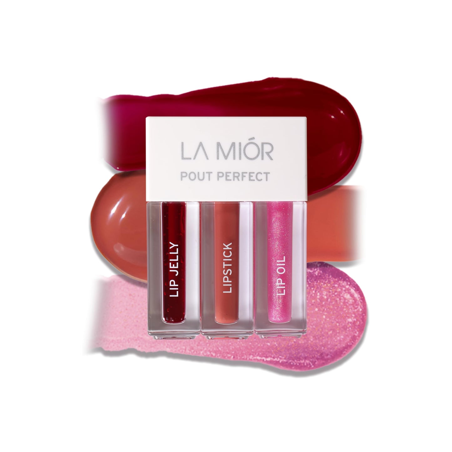 Lamior Pout Perfect 3-in-1 Lip Kit | Lip Stain, Matte Liquid Lipstick & Glossy Lip Oil | Long-Lasting Hydrating Formula | Peptides, Ceramides & Noni for Soft, Smooth Lips | Ultimate Lip Care