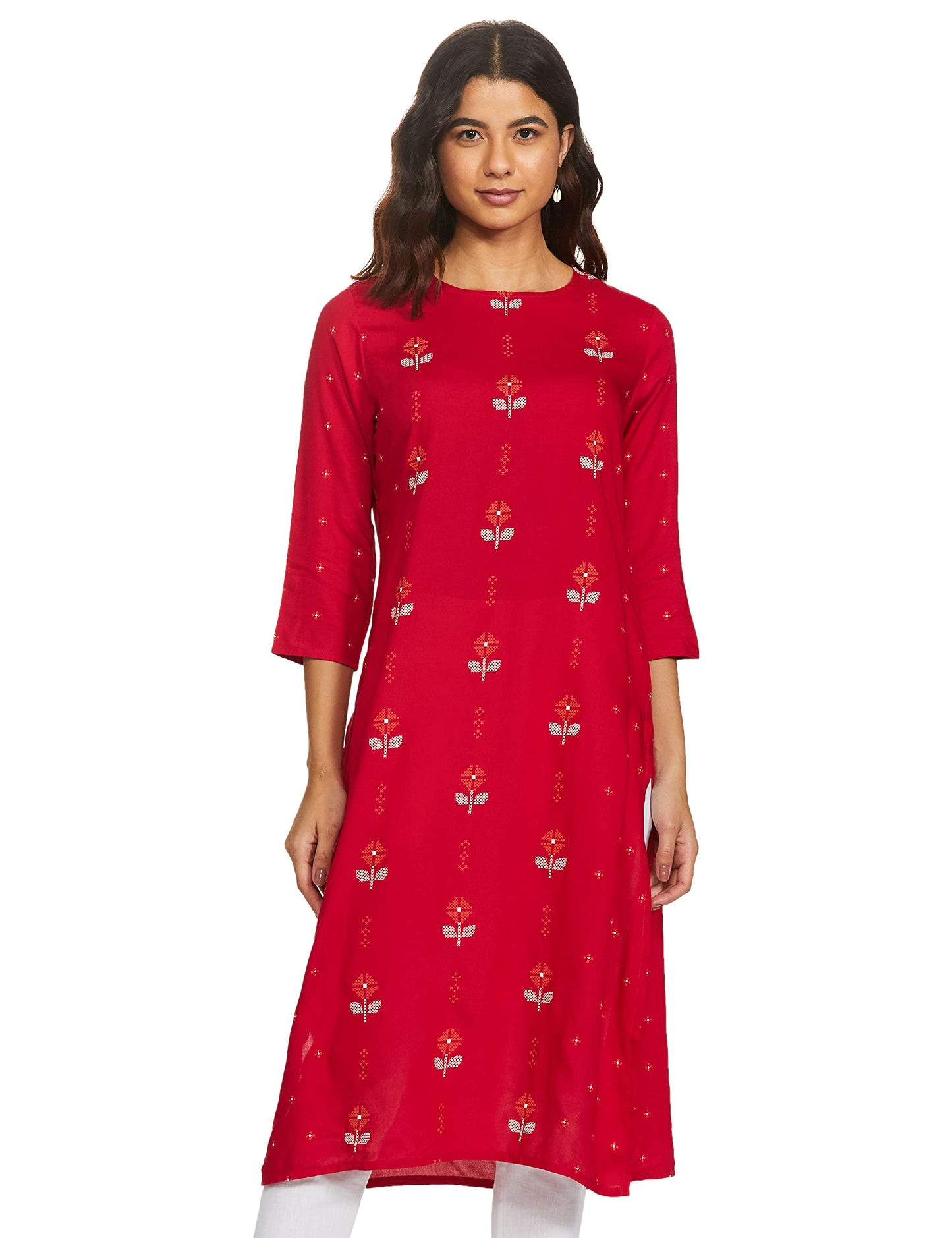 Max Women Rayon Straight Fit Printed Straight Kurta (Daamsp20Cr21Fuchsia)_L