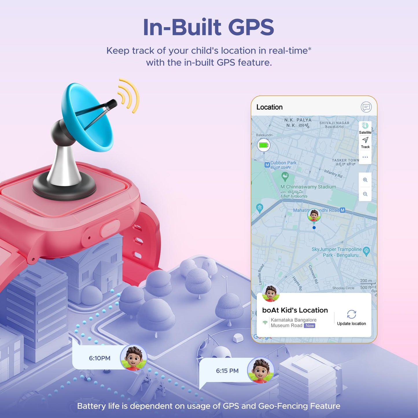 boAt Wanderer Smart Kids Watch w/ 2-Way Video & Voice Calls, SOS, Geo Fencing, Restrict Unknown Calls, Parental Controls,2MP Camera 1.43" (3.6 cm) HD Display Fitness Smart Watch (Candy Pink)