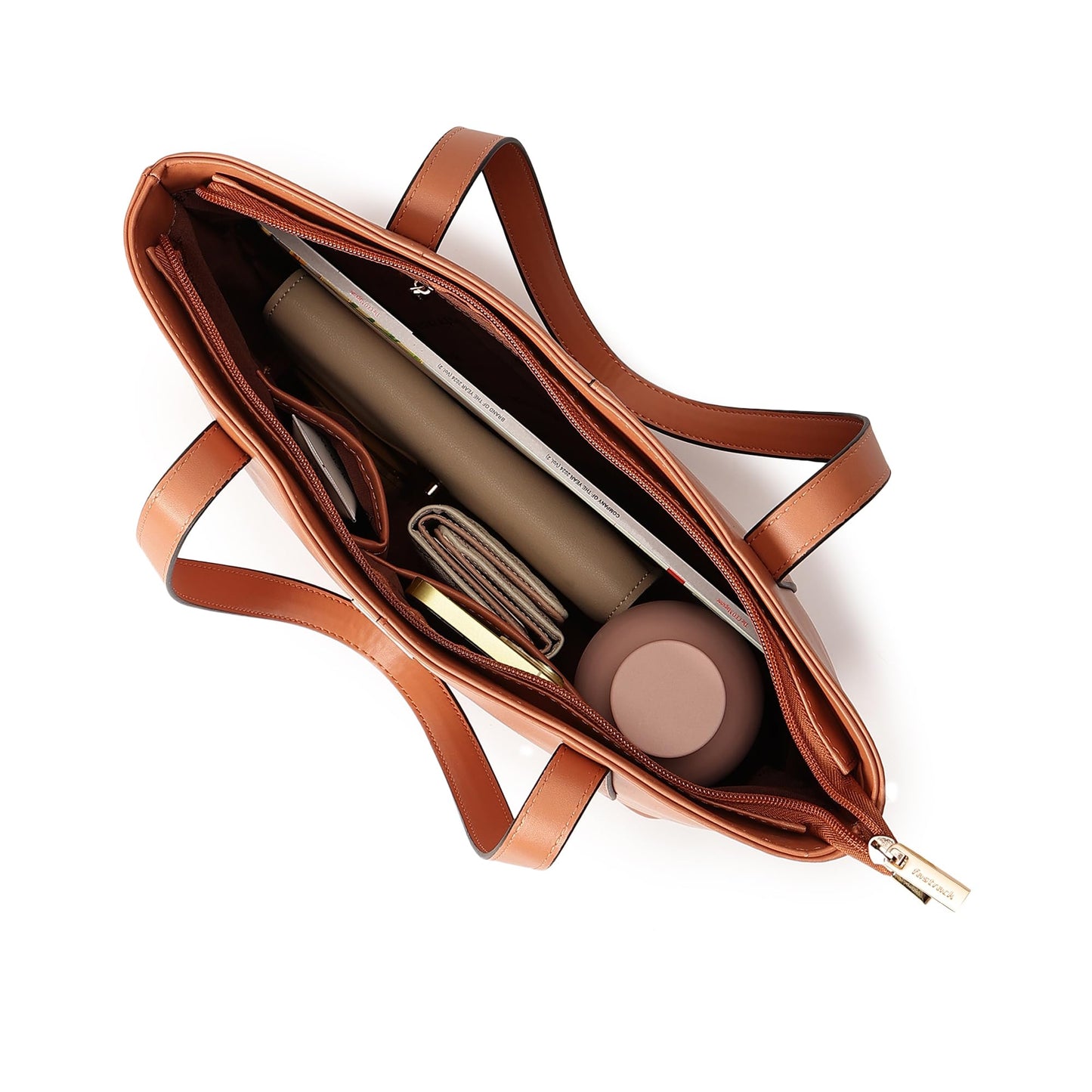 Fastrack Structured Solid Tote Bag for Women, Girls and Ladies with Top Zipper Closure | | Fits Upto 14" Laptop | Totes for Daily Office Use | Ladies Purse Handbag | Totes for Casual Carry