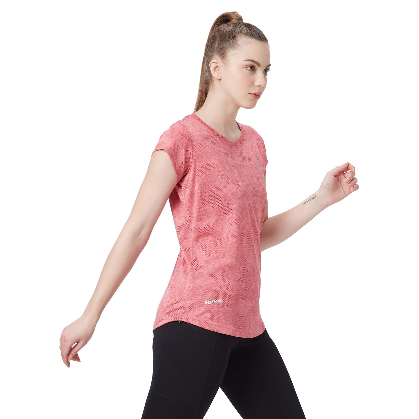 berge' Ladies Polyester Dry Fit Western Shirts & T-Shirt For Women, Quick Drying & Breathable Fabric, Gym Wear Tees & Workout Tops (Onion Colour, Slim Fit)