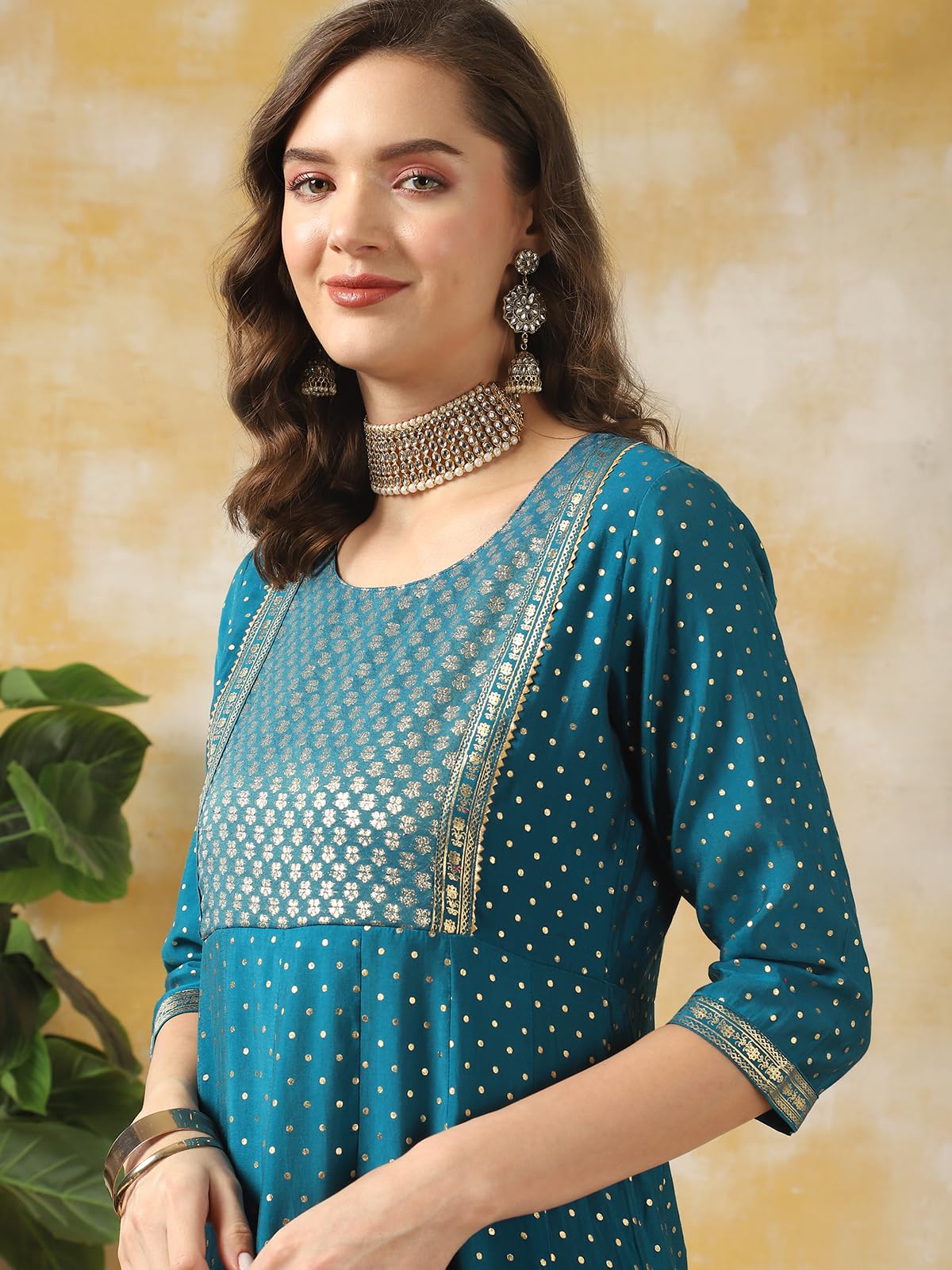 rangita Blue Silk Printed Anarkali Kurta with Pant | Kurta Set for Women_2XL