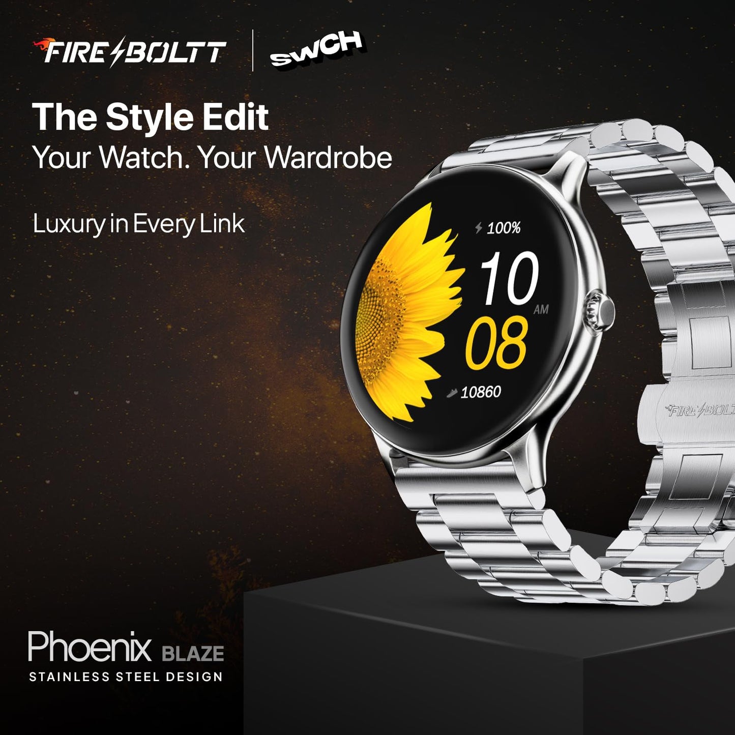 Fire-Boltt Newly Launched Phoenix Ultra Blaze Luxury Stainless Steel, Bluetooth Calling Smart Watch, AI Voice Assistant, Metal Body with 120+ Sports Modes, SpO2, Heart Rate Monitoring (Silver)