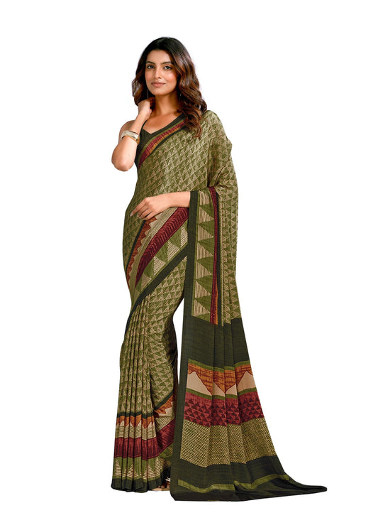 Jaanvi fashion Women's Crepe Silk Saree with Blouse Piece | Soft Lightweight Fabric | Latest Stylish Ethnic Wear for Party, Festive and Wedding (bold-style-7119-b)