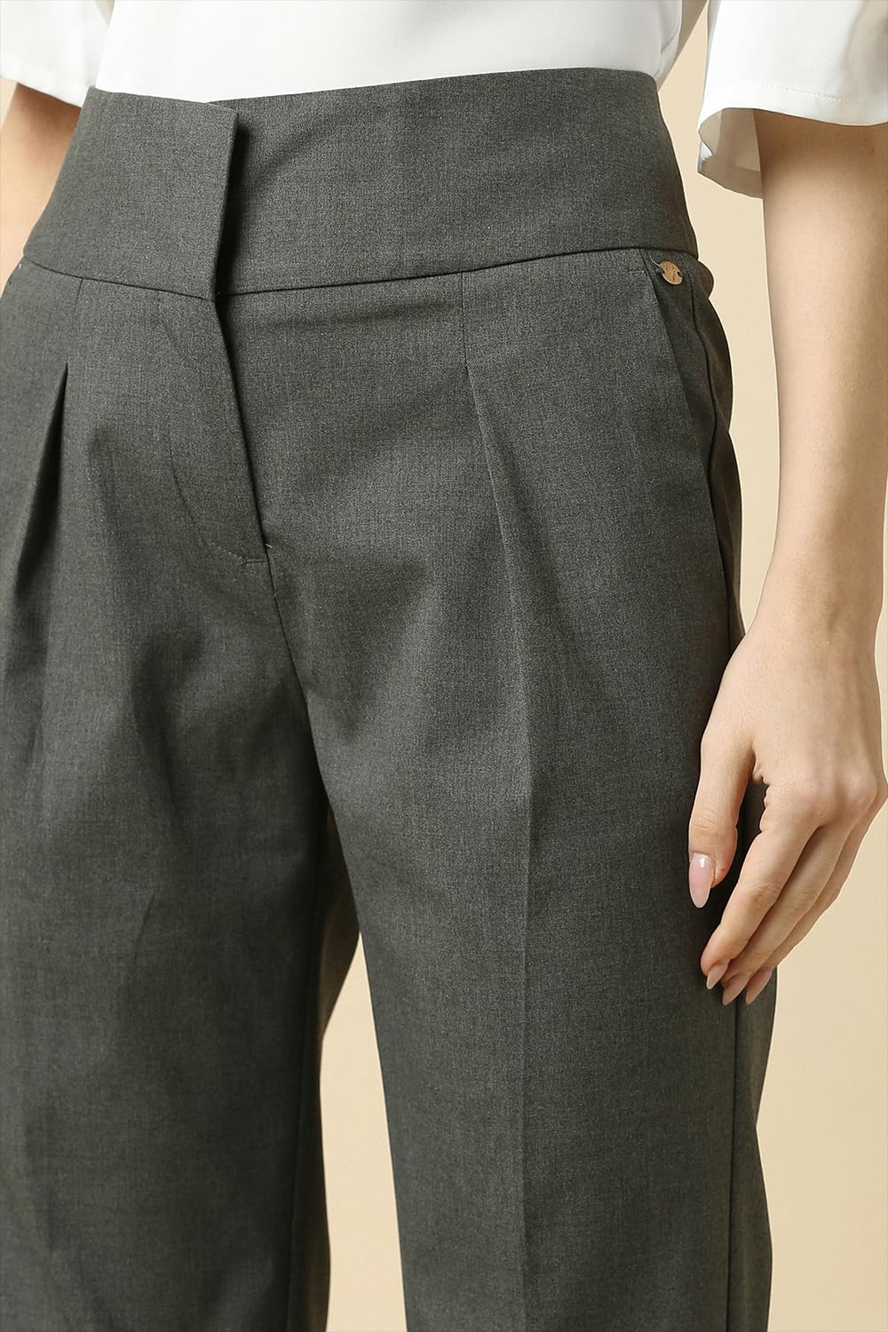 Allen Solly Women's Regular Casual Pants (AHTPWRGPF85090_Grey