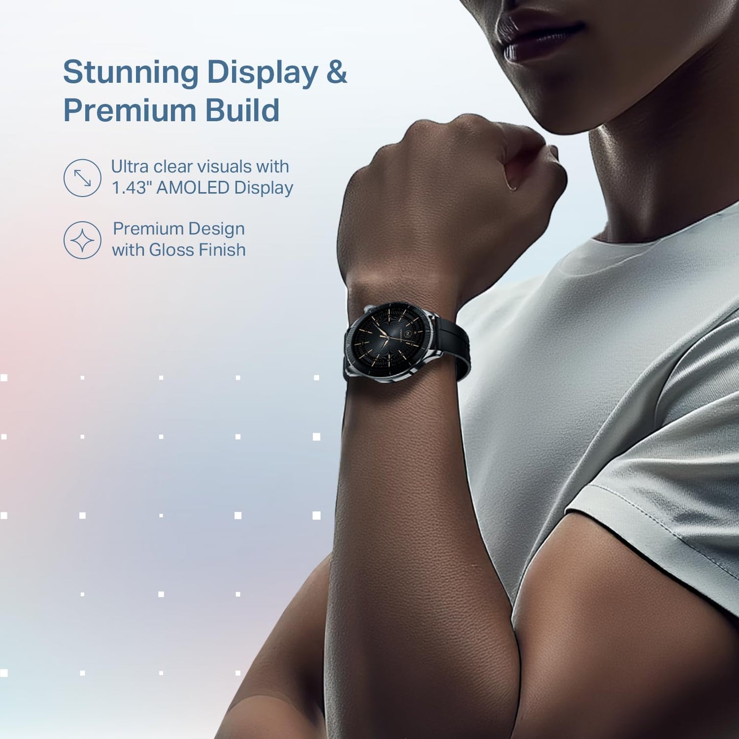 boAt Chrome Eon, 1.43” (3.63 cm) AMOLED Display, AI Coach Health Insights,Advanced S1 Processor,Auto Heart Rate, HRV,VO2 Max, Stress, TBT Navigation, IP68, Smart Watch for Men & Women (Sterling Black)