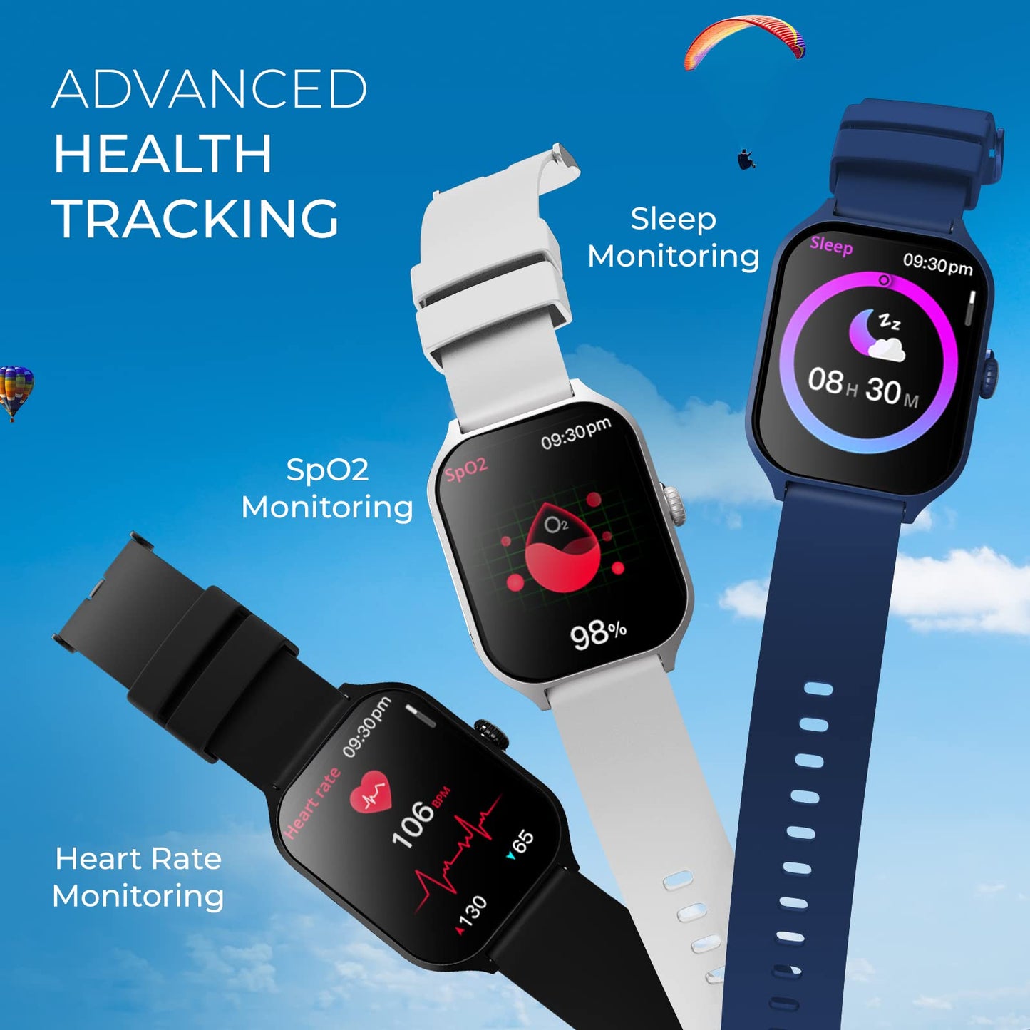 beatXP Marv Raze 1.96" Display, Advanced Bluetooth Calling Smart Watch, Smart AI Voice Assistant, 60 Hz Refresh Rate, Health, SpO2 & Stress Monitoring, Fast Charging (Blue)