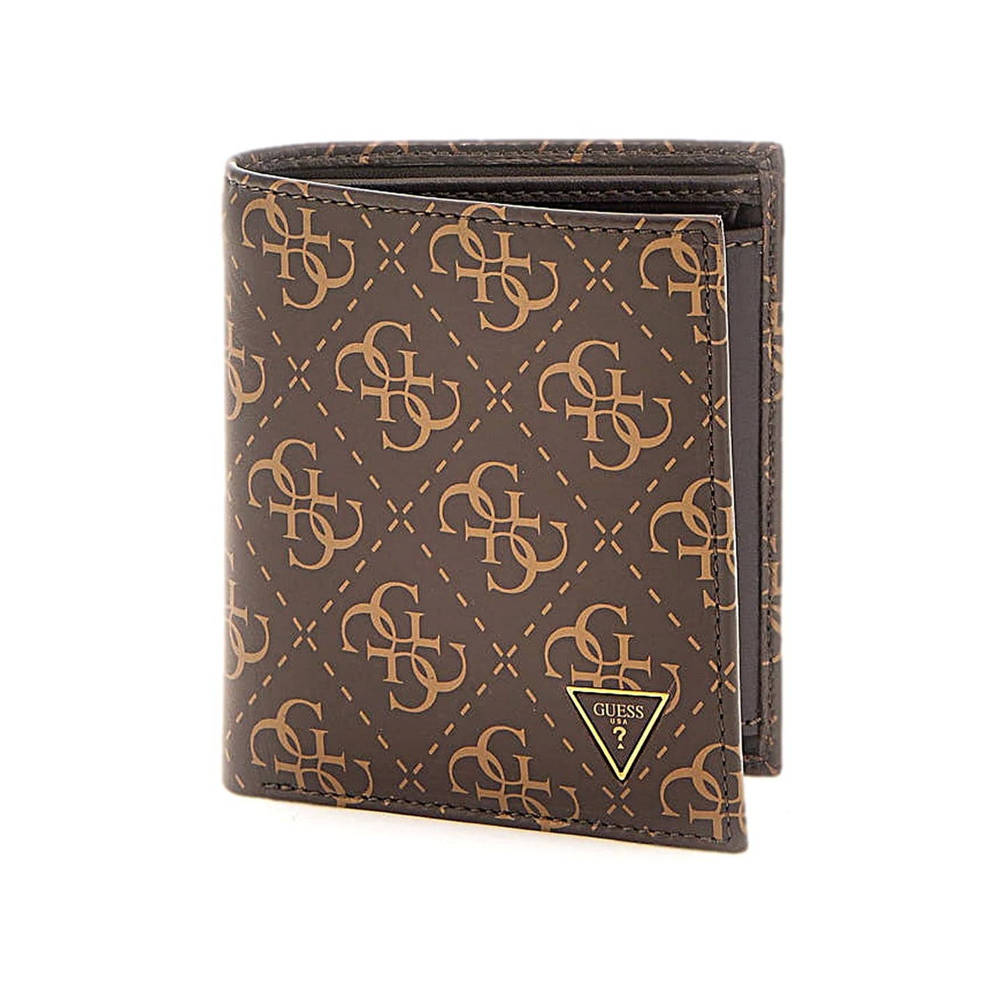 GUESS Brown Monogram Leather Bi-Fold Wallet