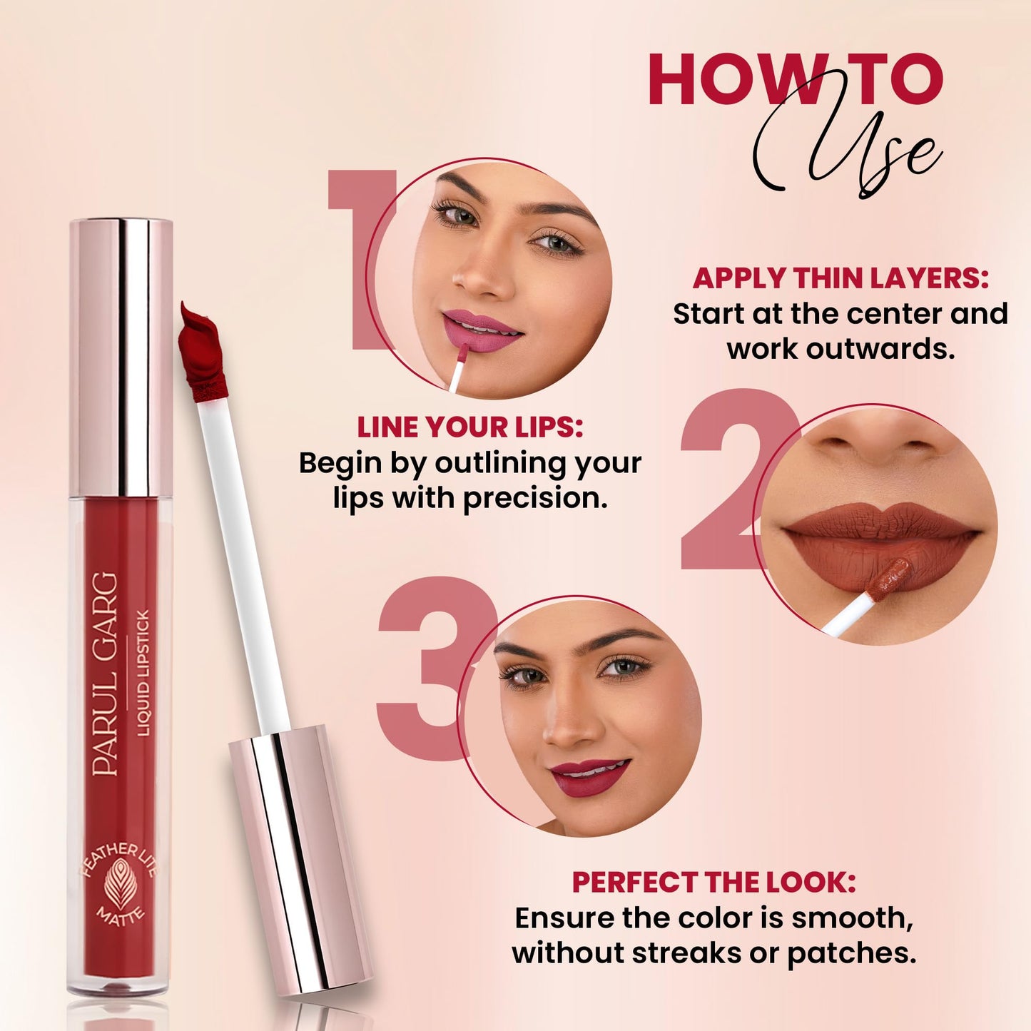Parul Garg Beauty Featherlite Matte Liquid Lipstick | High-Pigment, Long-Wear & Non-Drying | Lightweight & Transfer-Proof | 100% Vegan & Clean Beauty (Delight, 2.5 ml)