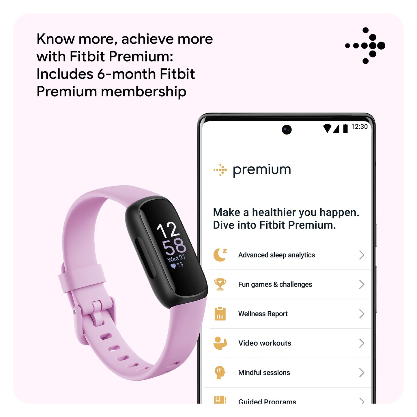 Fitbit Inspire 3 Health & Fitness Tracker (Midnight Zen/Black) with 6-Month Premium Membership