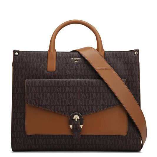 Da Milano Leather Satchel Bag for Women - Brown