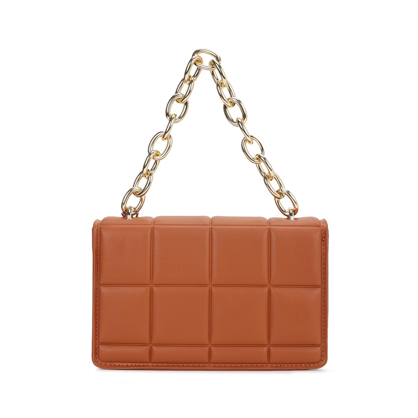 Fastrack Quilted Pattern Sling Bag For Women | Faux Leather Sling With Metal Chain Handle and Adjustable Belt | Flap Closure With Magnetic Lock and Trendy Charm | Trendy Women's Handbags