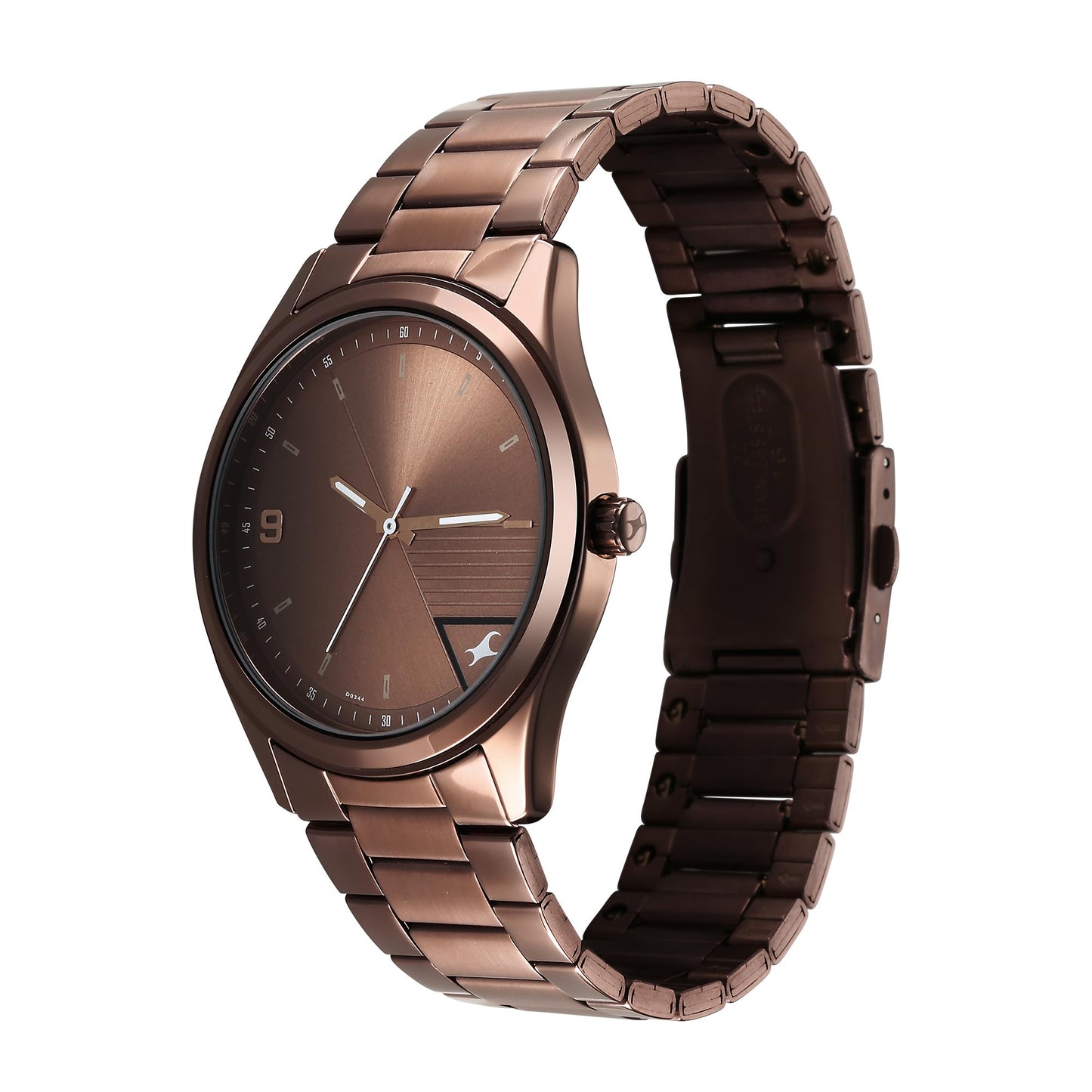 Fastrack Stunners Quartz Analog Brown Dial Brown Metal Strap Watch for Guys