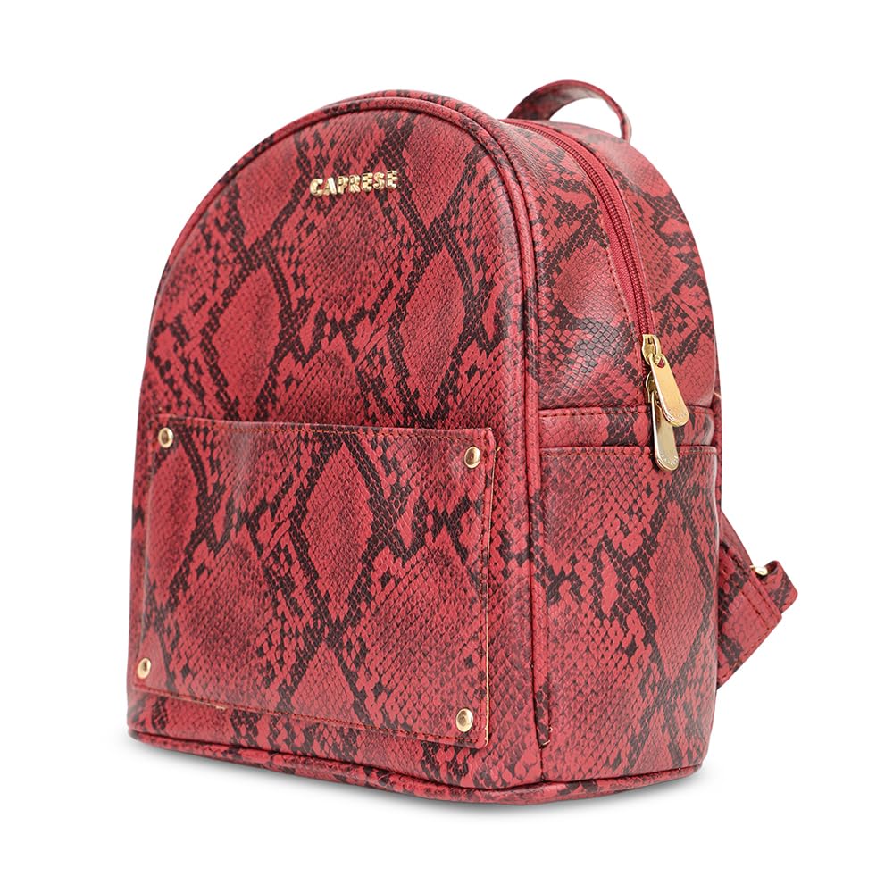 Caprese Canes Casual Backpack, Small | Fashion Backpack for Women with Adjustable Strap & Secure Zip Closure | Spacious, Versatile for Everyday Outings and Travel | Ideal for Students (Burgundy)