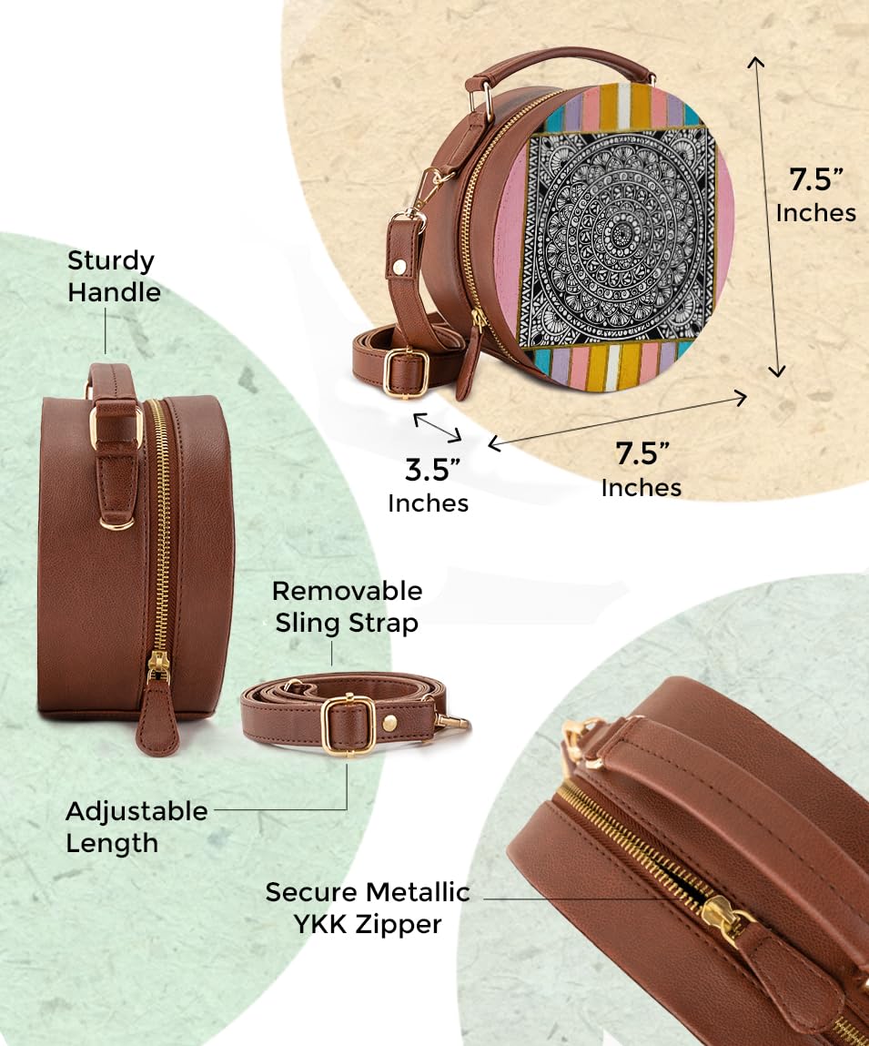 Kalankit Box Sling Bag for Women Girls | Side Sling Purse with Handle and Detachable Strap | Quirky Travel Crossbody Sling | Birthday Gifts Ideas for Teenager Girl
