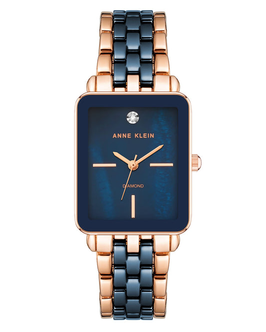 Anne Klein New York Analog Women's Watch - AK3668NVRG (Blue Dial Rose Gold Colored Strap)