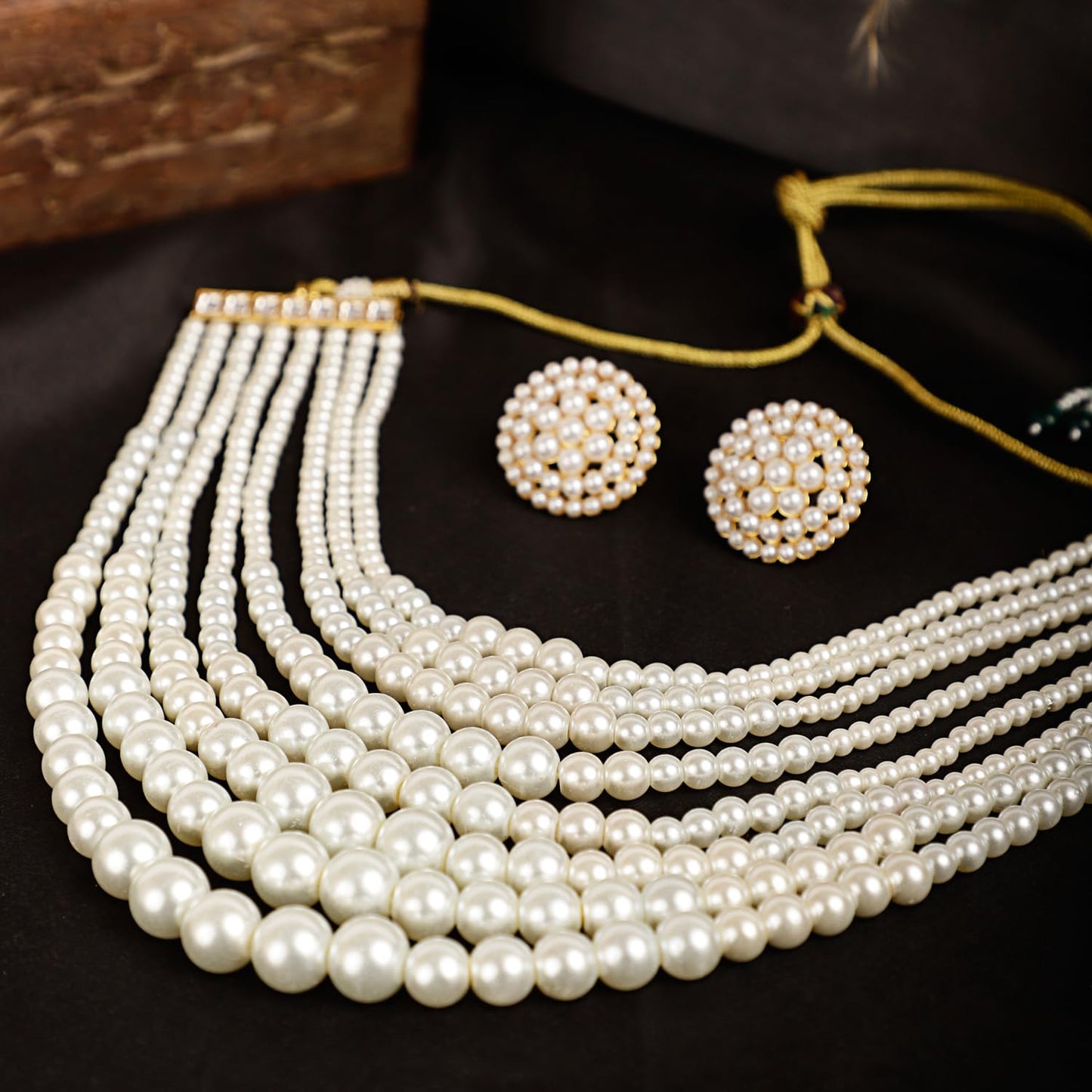 Shining Diva Fashion Pearl Necklace Jewellery Set for Women Latest Stylish Design Fancy Wedding Party Choker (15863s)