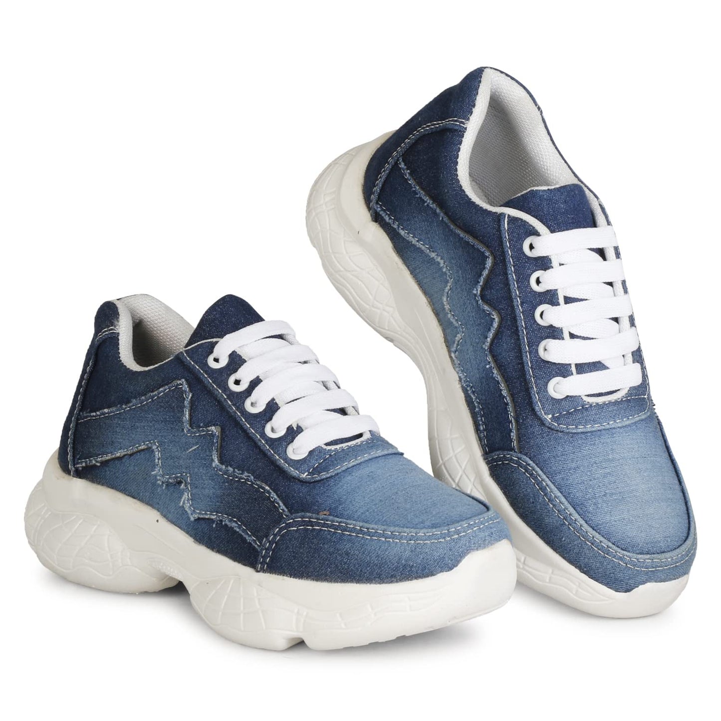 KRAFTER Girls Casual Chunky Walking Shoes for Women Dark-Blue-Dark-Blue-9021-36