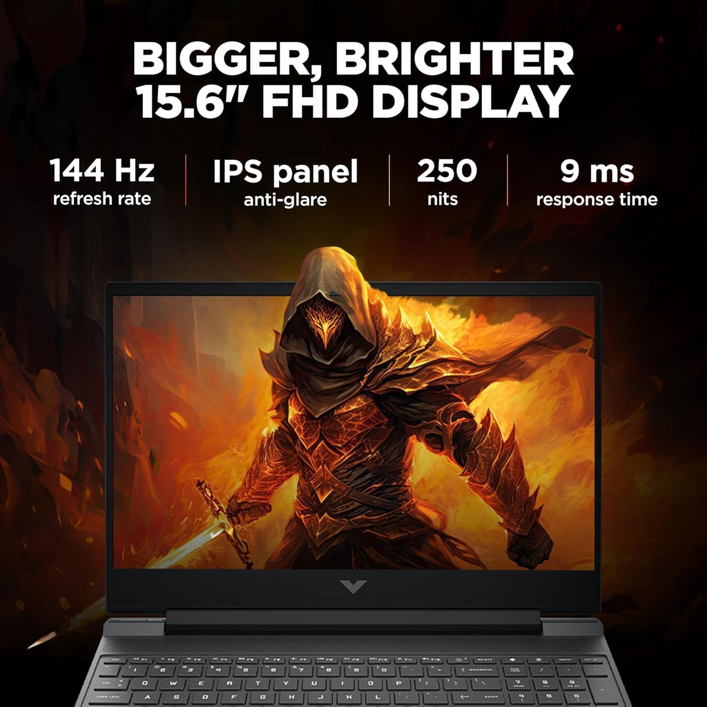 HP Victus Gaming, AMD Ryzen 5 5600H, NVIDIA RTX 3050, 8GB DDR4, 512GB SSD, 15.6-inch(39.6cm), 144Hz, 250Nits, FHD Gaming Laptop, Backlit KB, 720p HD Camera (Win 11, Office 21,Silver, 2.29kg) fb0180AX