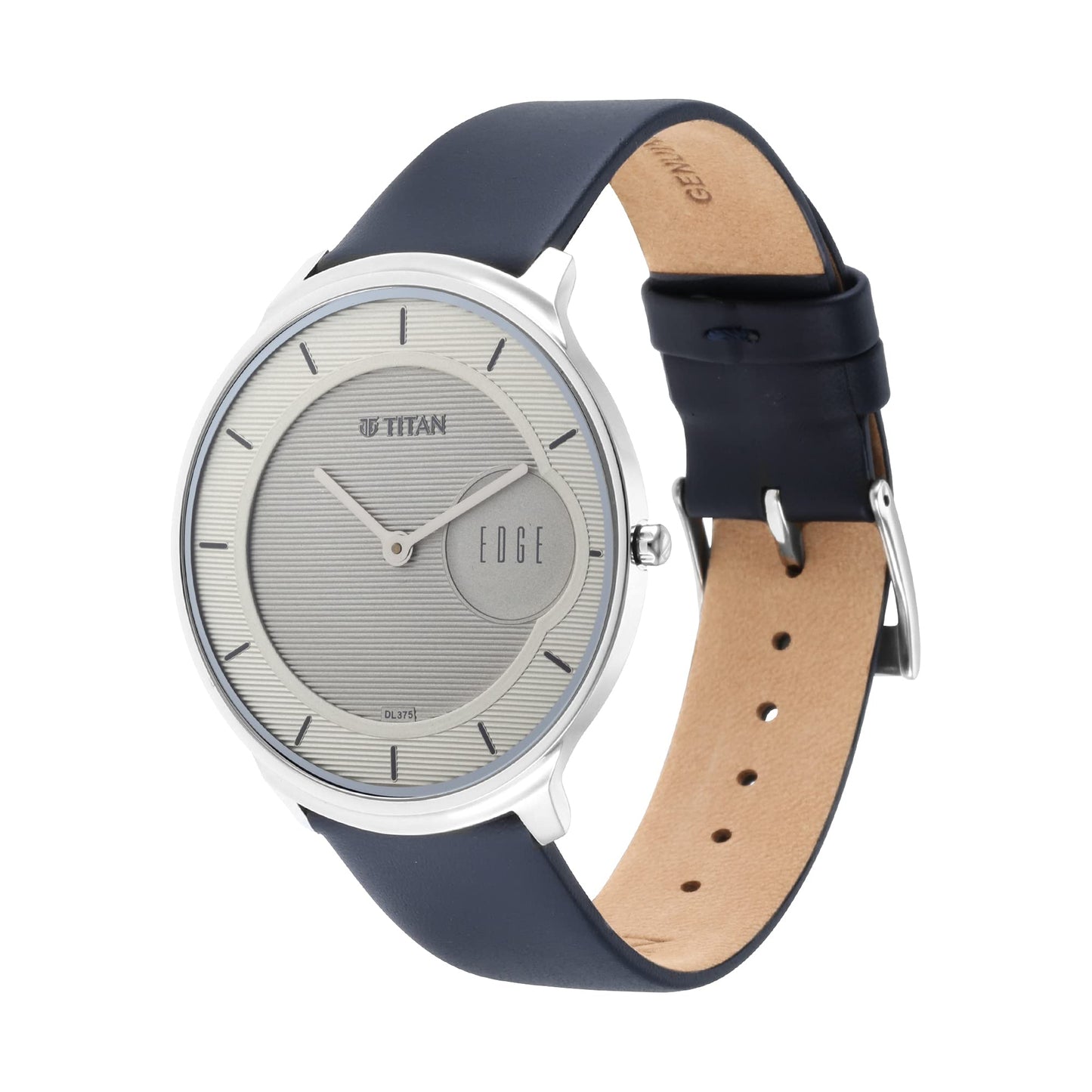 Titan Edge Baseline Quartz Analog Off-White Dial Blue Leather Strap Watch for Men - NT1843SL01
