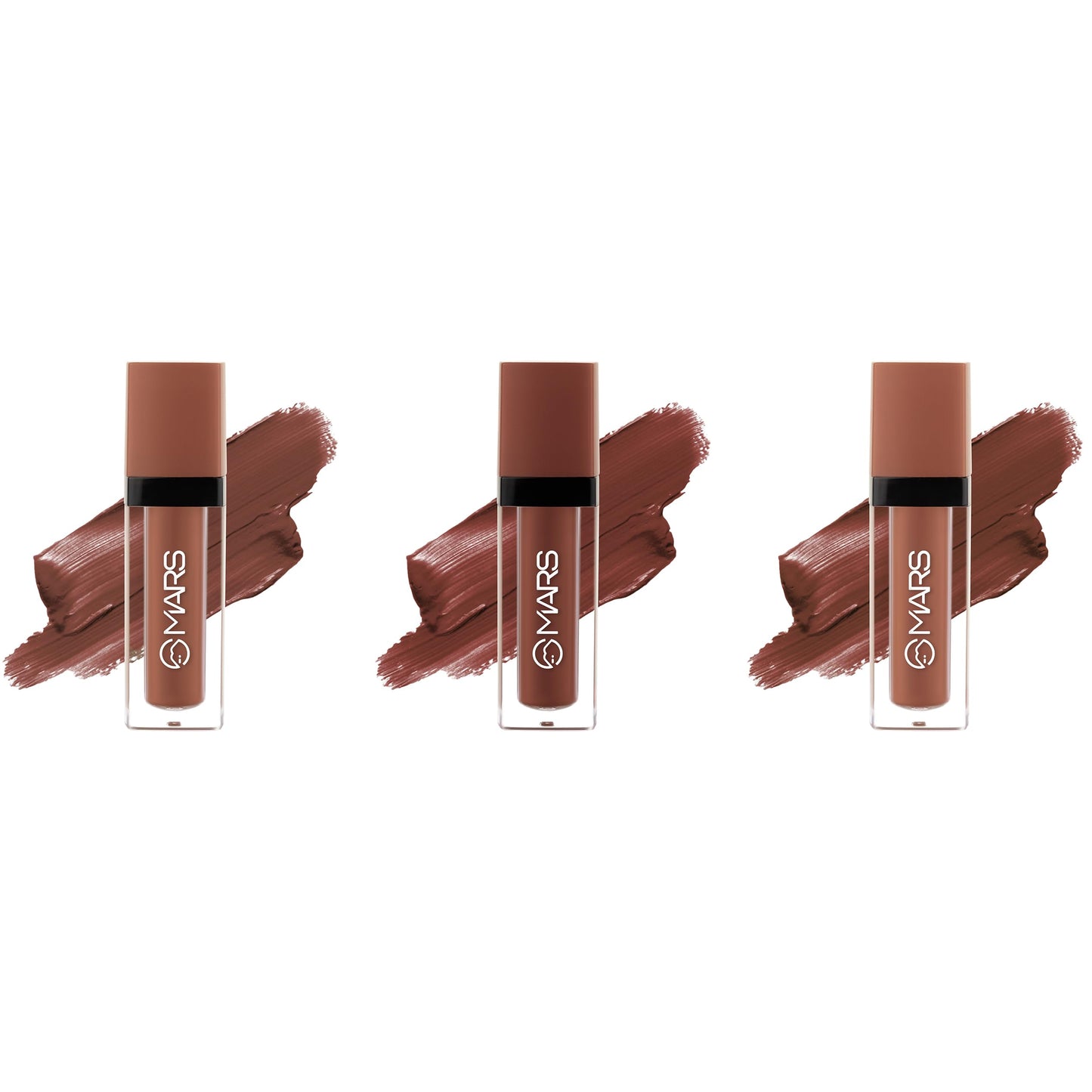 MARS Queen of Mattes Liquid Lipsticks Box Set of 3 (13.5 ml) (BROWNS) | Smudgeproof & Transferproof | Intense Pigmentation Long-Lasting Wear | Customizable Colors | Matte Finish