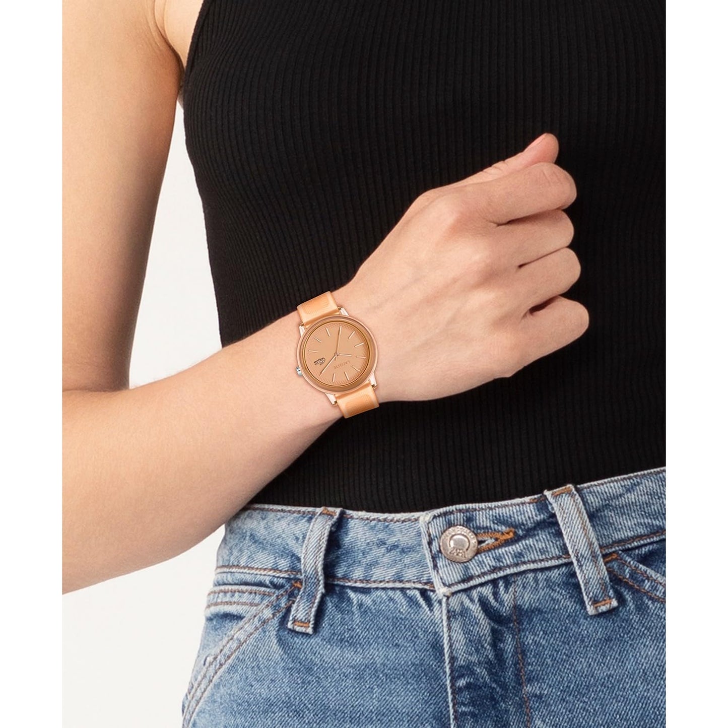 Lacoste Lacoste.12.12 Qtz Basic Orange Round Dial Women's Watch|Silicone Material|Multi Color Band - 2001361