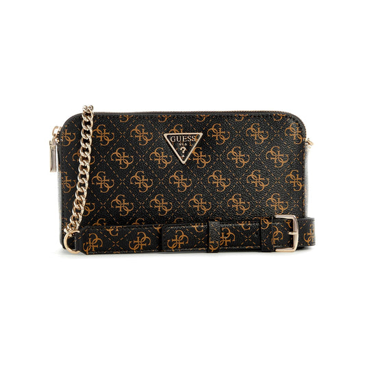 GUESS Brown Logo Printed Daryna Status Crossbody Bag