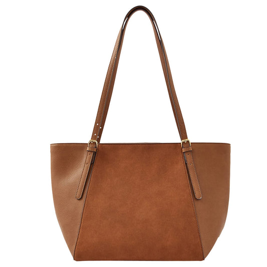 Accessorize London Women's Faux Leather Tan Leonie Work Bag Tote Bags