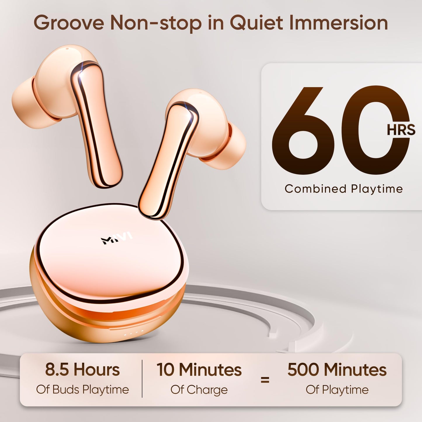 Mivi SuperPods Halo [Flagship Launch], 35dB ANC in Ear Ear Buds Wireless, Spatial Audio, 60HRS Battery,13mm Drivers, IPX4, v5.4 Bluetooth Earbuds with Mic