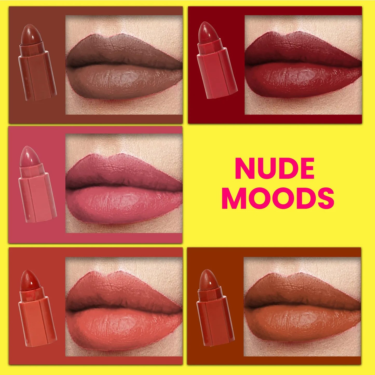 NY Bae 5 in 1 Lipstick - Nude Moods 02 (6.5g) | Lip Crayon | Nude Pink and Brown Shades | Natural Finish | Lip and Cheek Tint | Eyeshadow | Lipstick | Bronzer | Travel Kit | Multi-stick