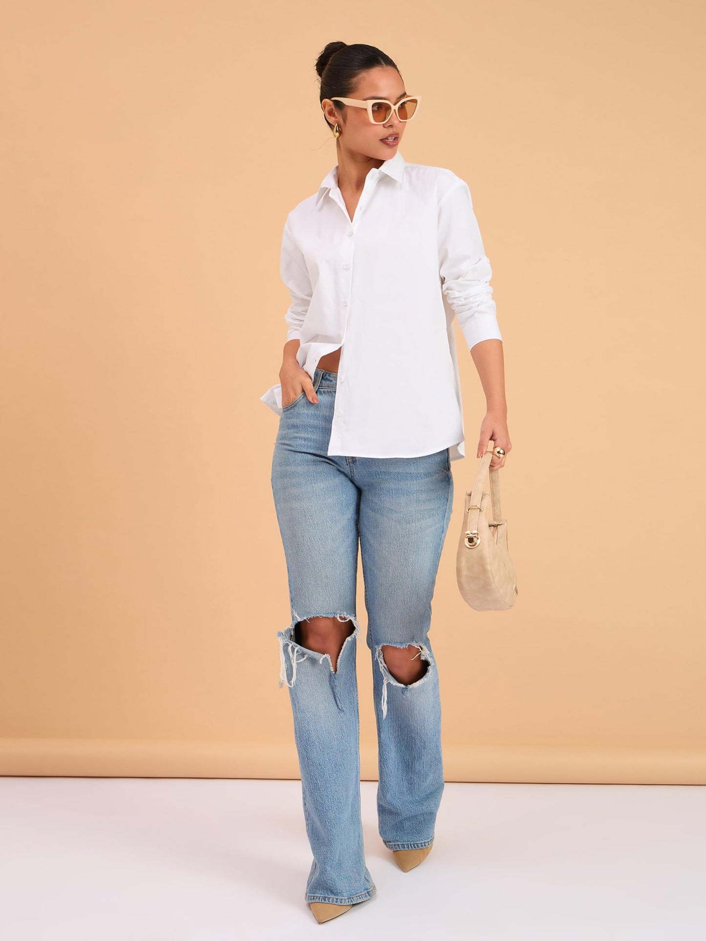 barcino White Poplin Oversized Shirt